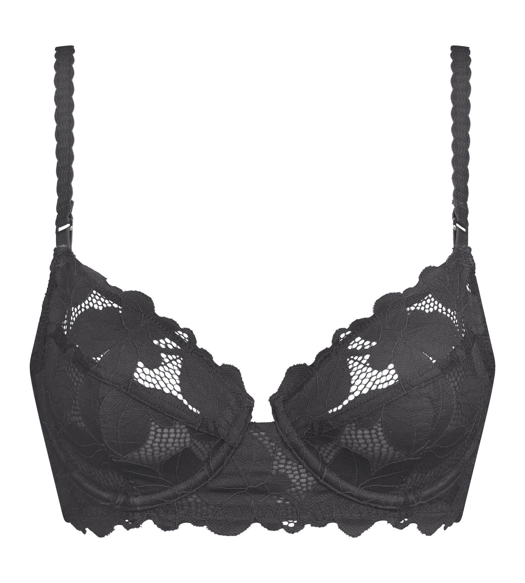 DIM Grey floral lace underwired push-up bra Dim Lacy