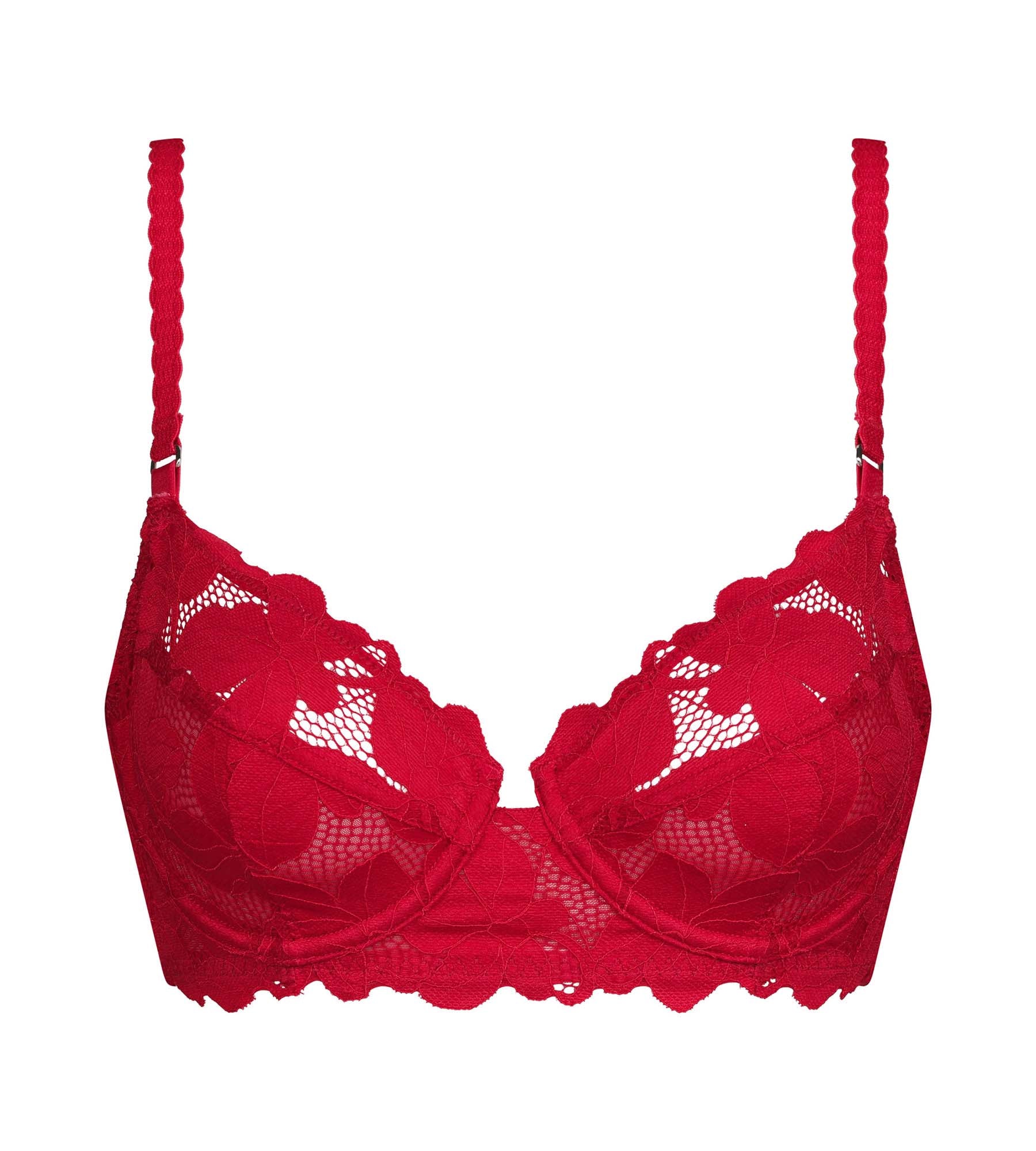 DIM Red floral lace underwired push-up bra Dim Lacy