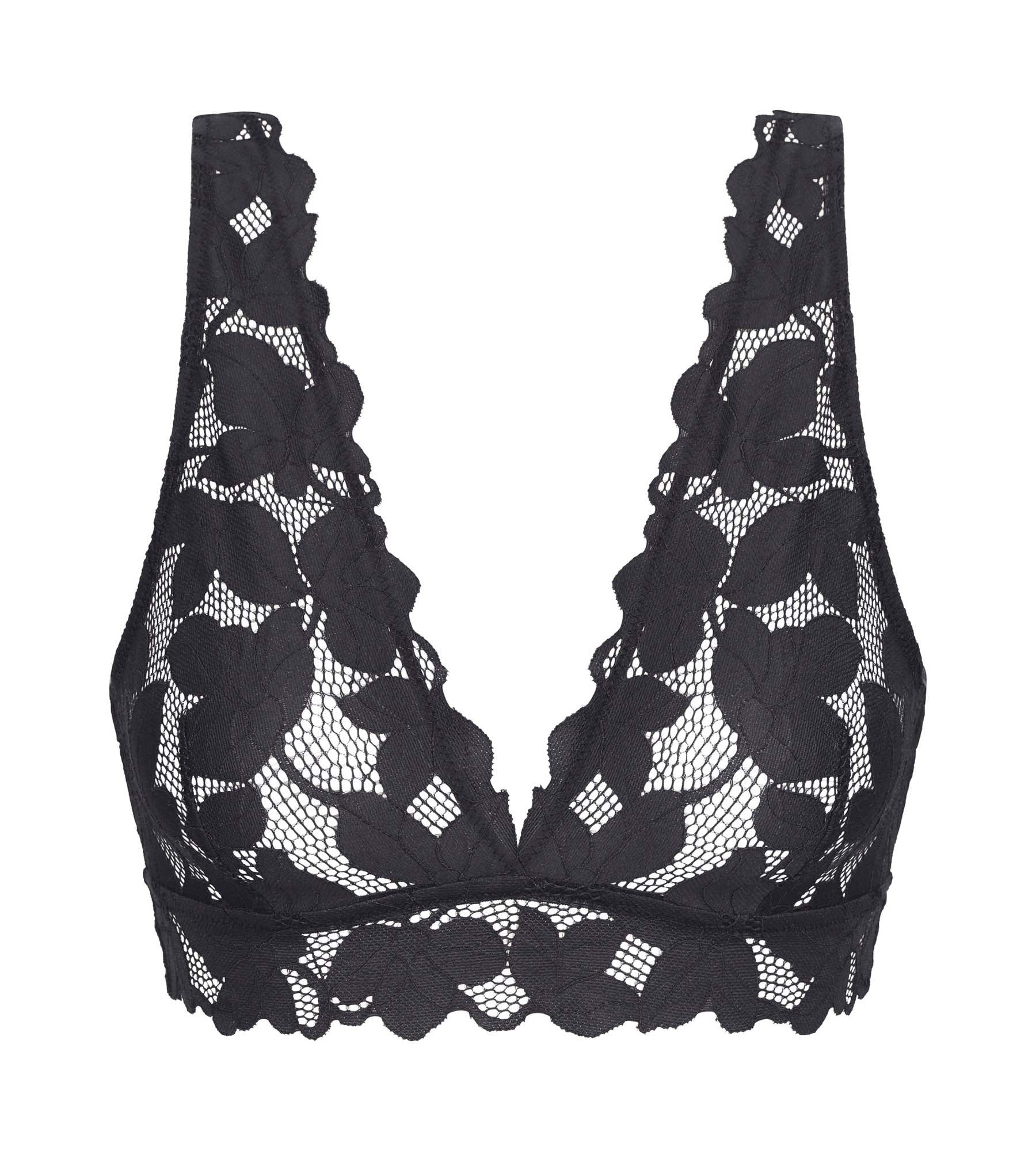 DIM Women's lace bralette with large Granite Grey flowers Dim Lacy
