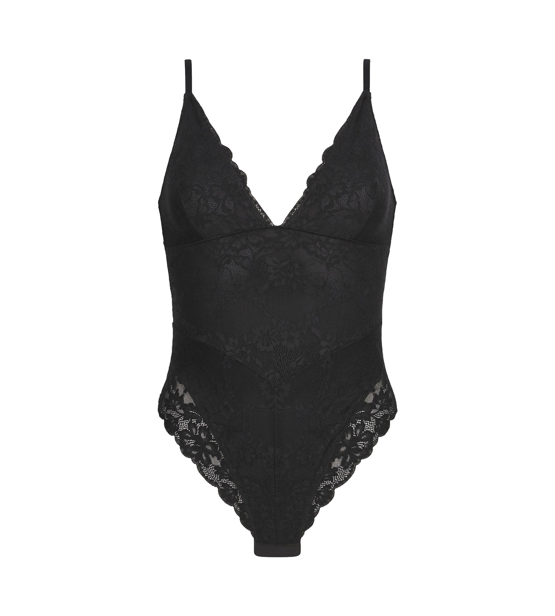 DIM Women's Sculpting Effect Lace and Microfibre String Bodysuit in Black – Dim Silhouette Elegance