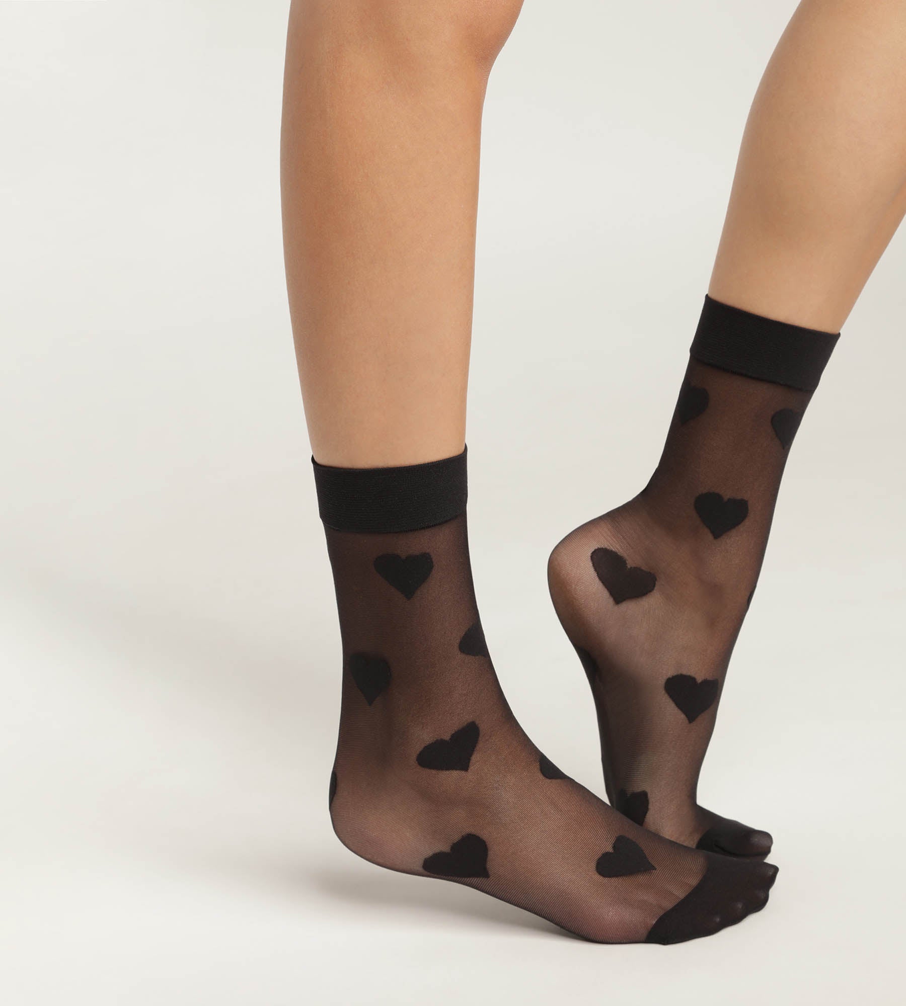 DIM Women's black transparent voile socks with hearts Dim Style