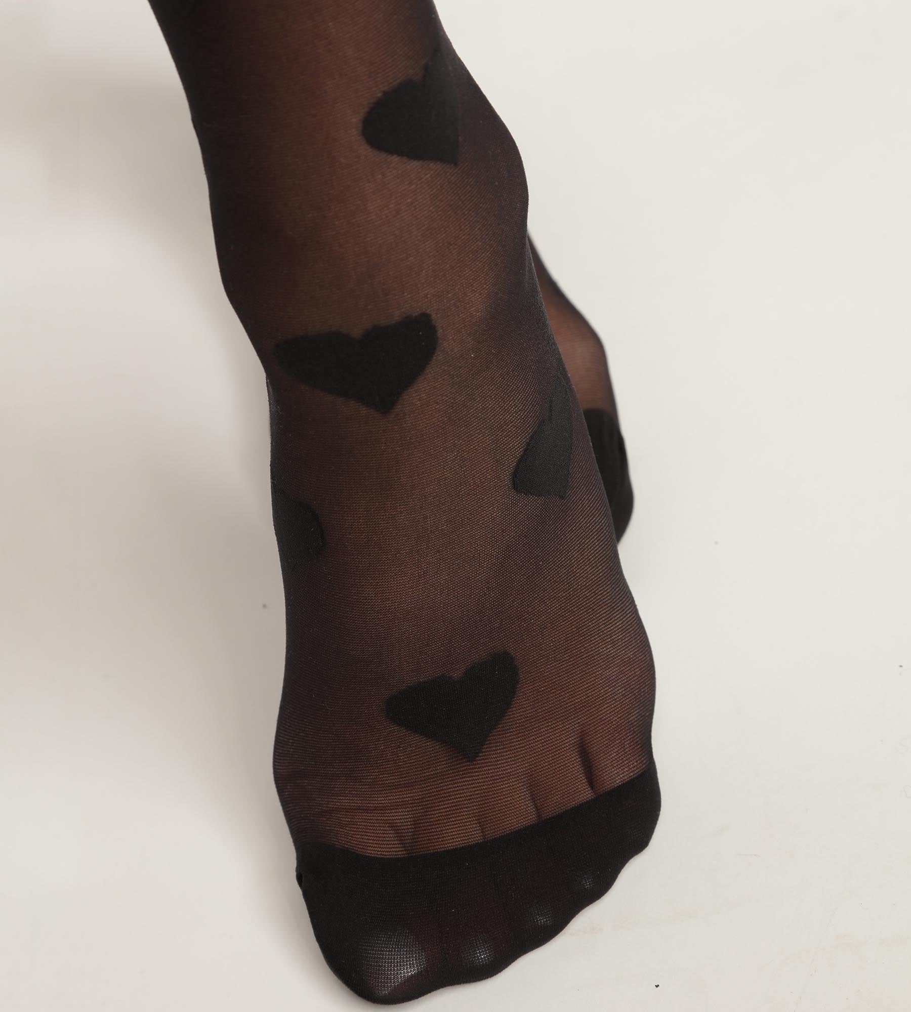 DIM Women's black transparent voile socks with hearts Dim Style