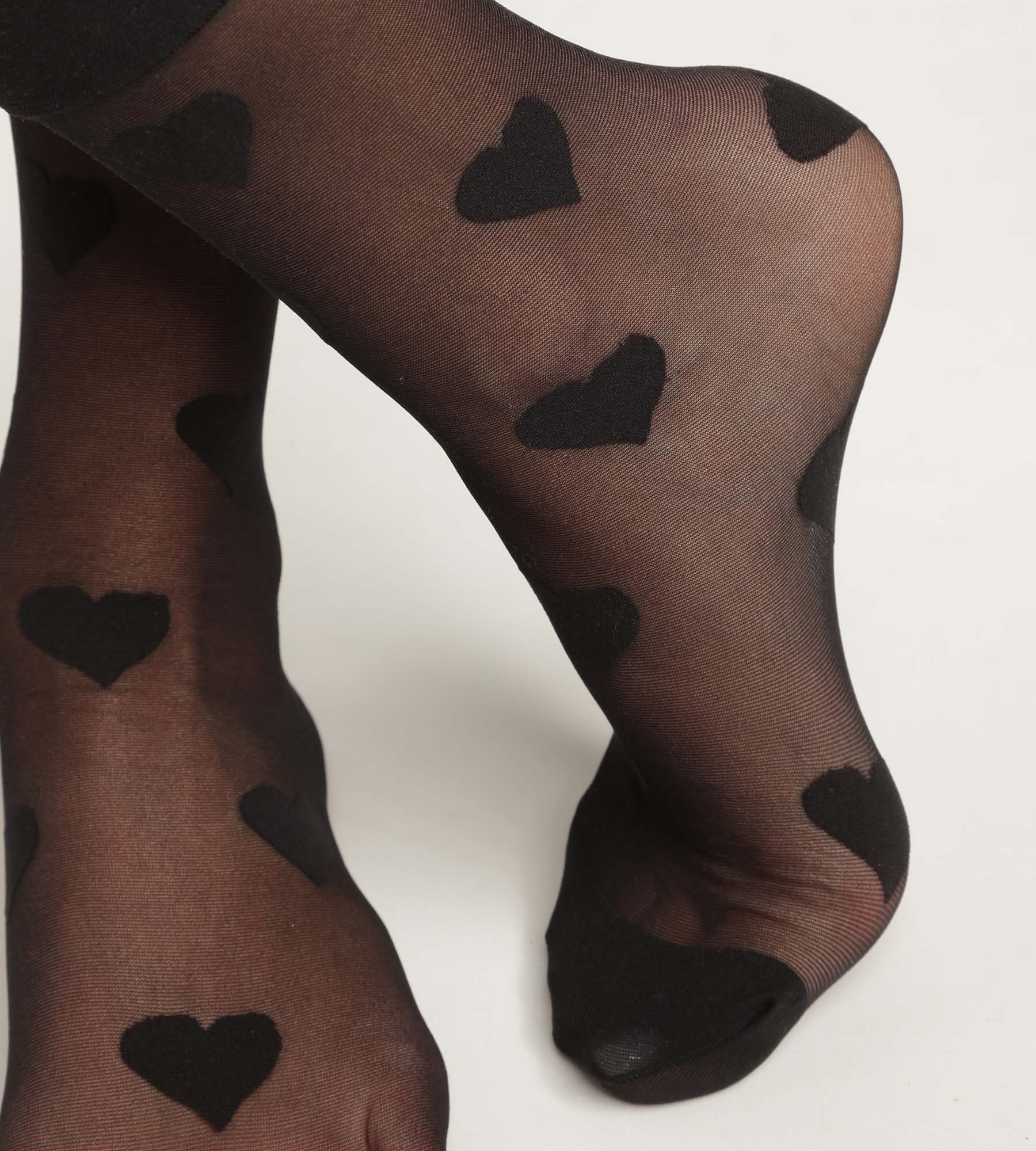 DIM Women's black transparent voile socks with hearts Dim Style