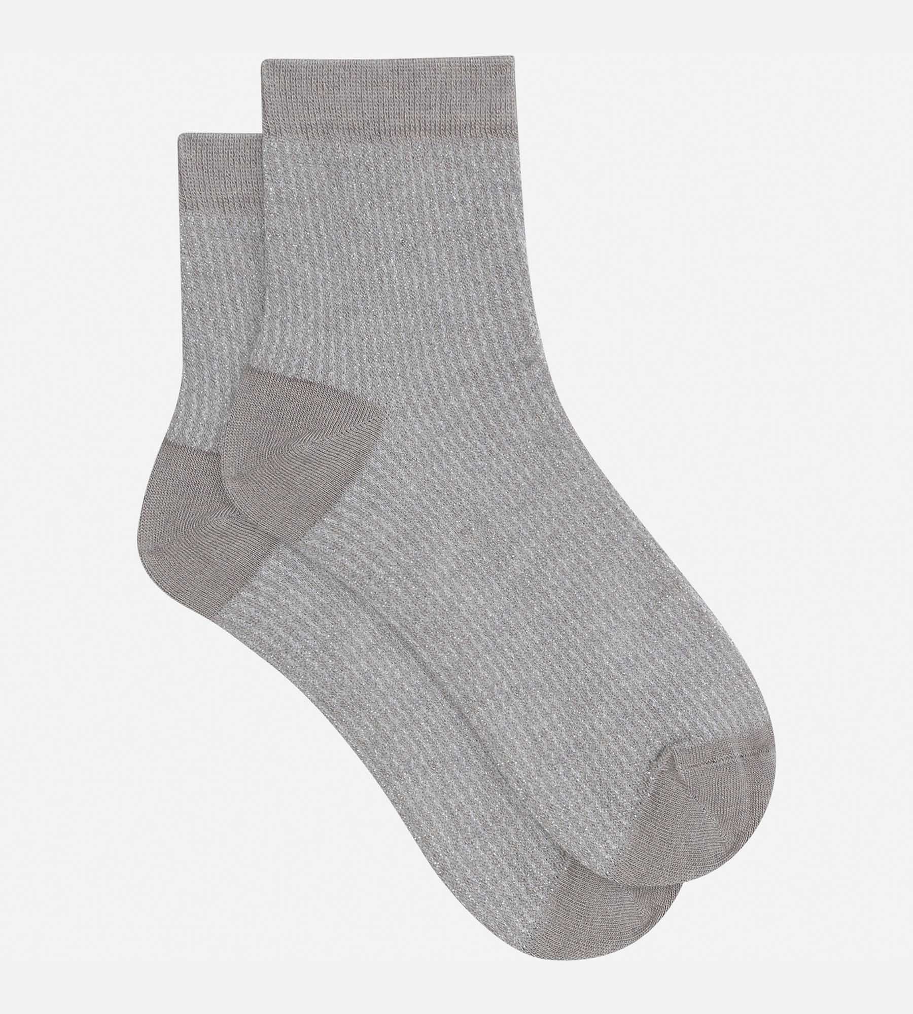 DIM Women's taupe and silver Lurex socks Dim Mode