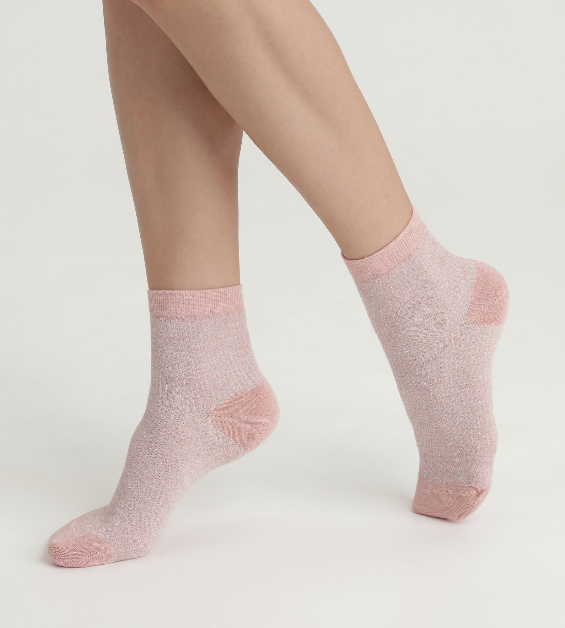 DIM Women's pink and silver Lurex socks Dim Mode