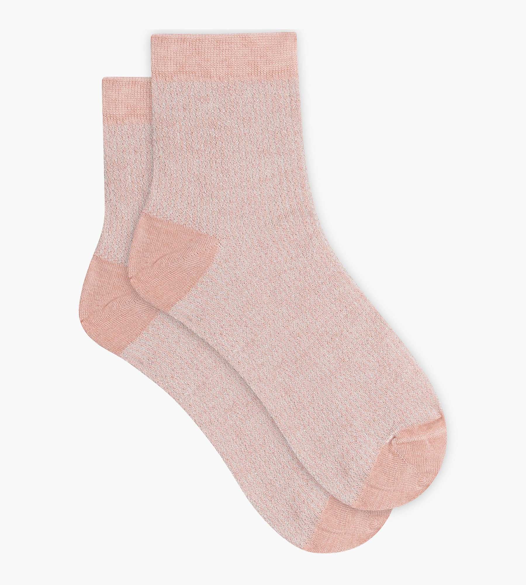 DIM Women's pink and silver Lurex socks Dim Mode