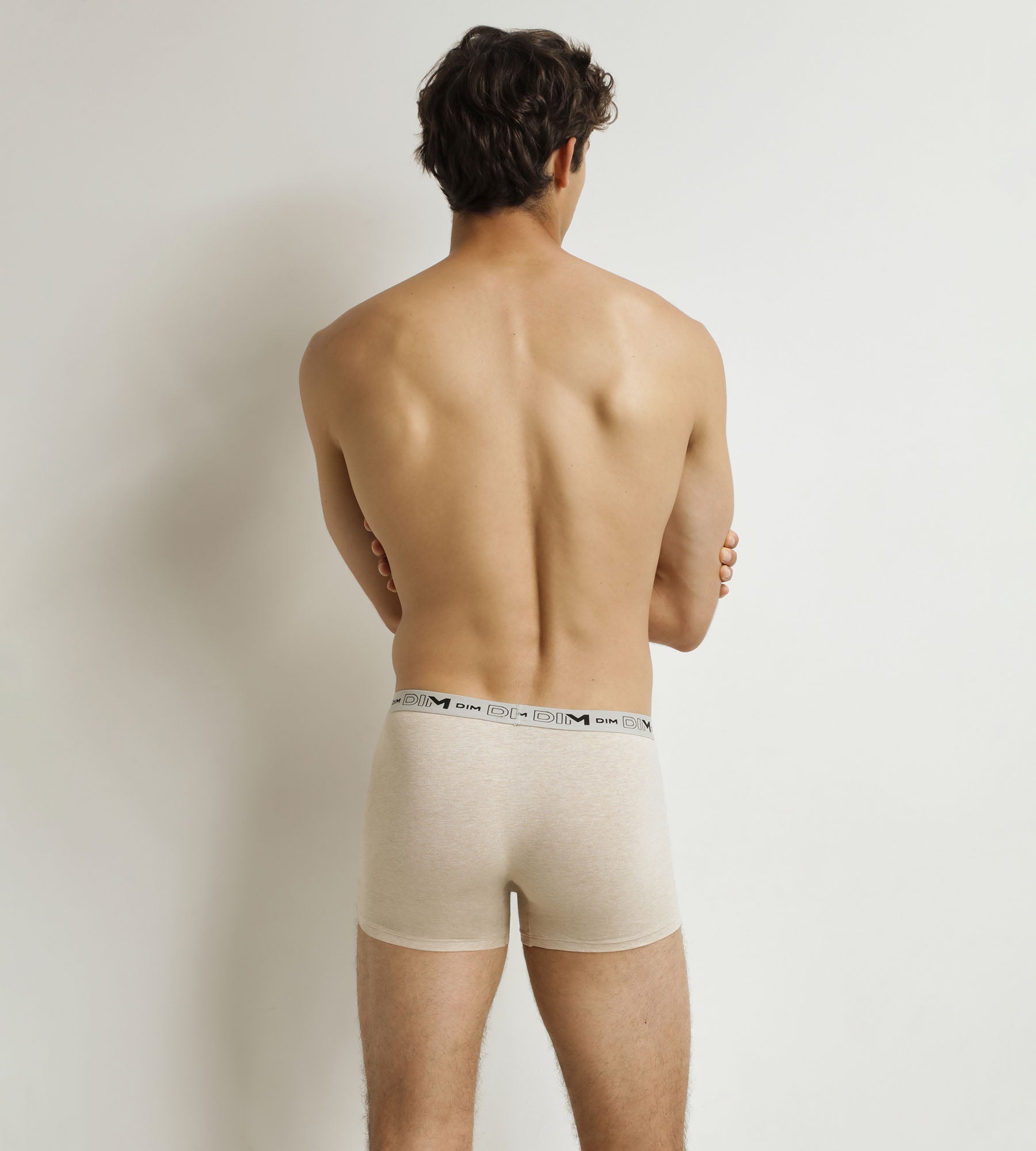 DIM Pack of 3 men's boxer shorts Beige Blue Khaki Organic Stretch Cotton