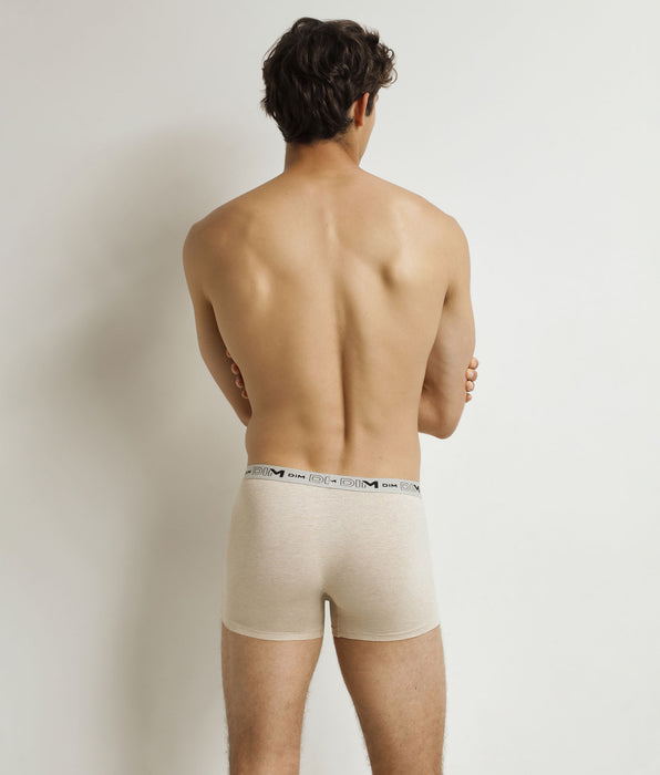 DIM Pack of 3 men's boxer shorts Beige Blue Khaki Organic Stretch Cotton