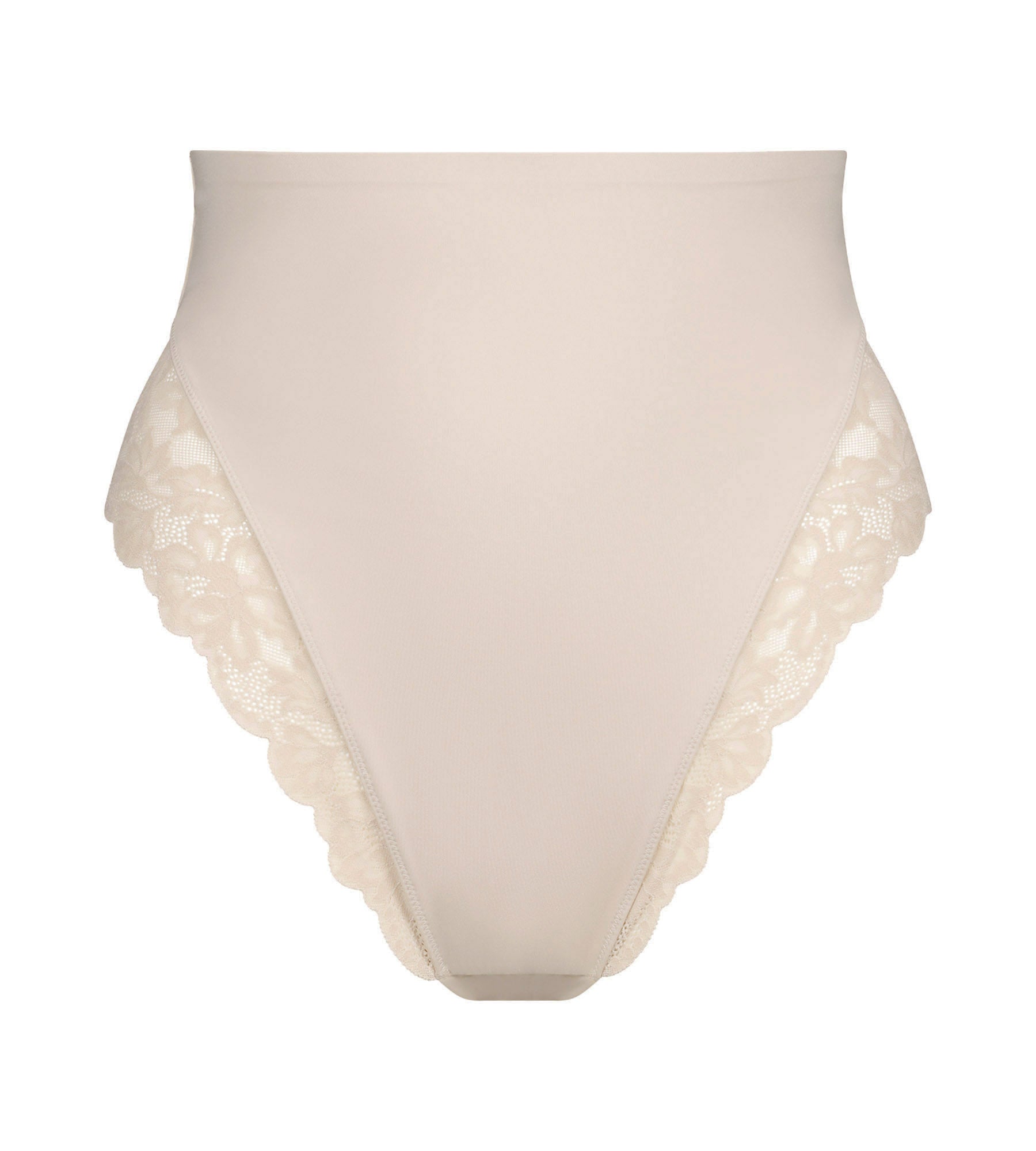DIM High-Waist Shaping Thong in Microfibre and Lace Nude – Dim Silhouette Elegance