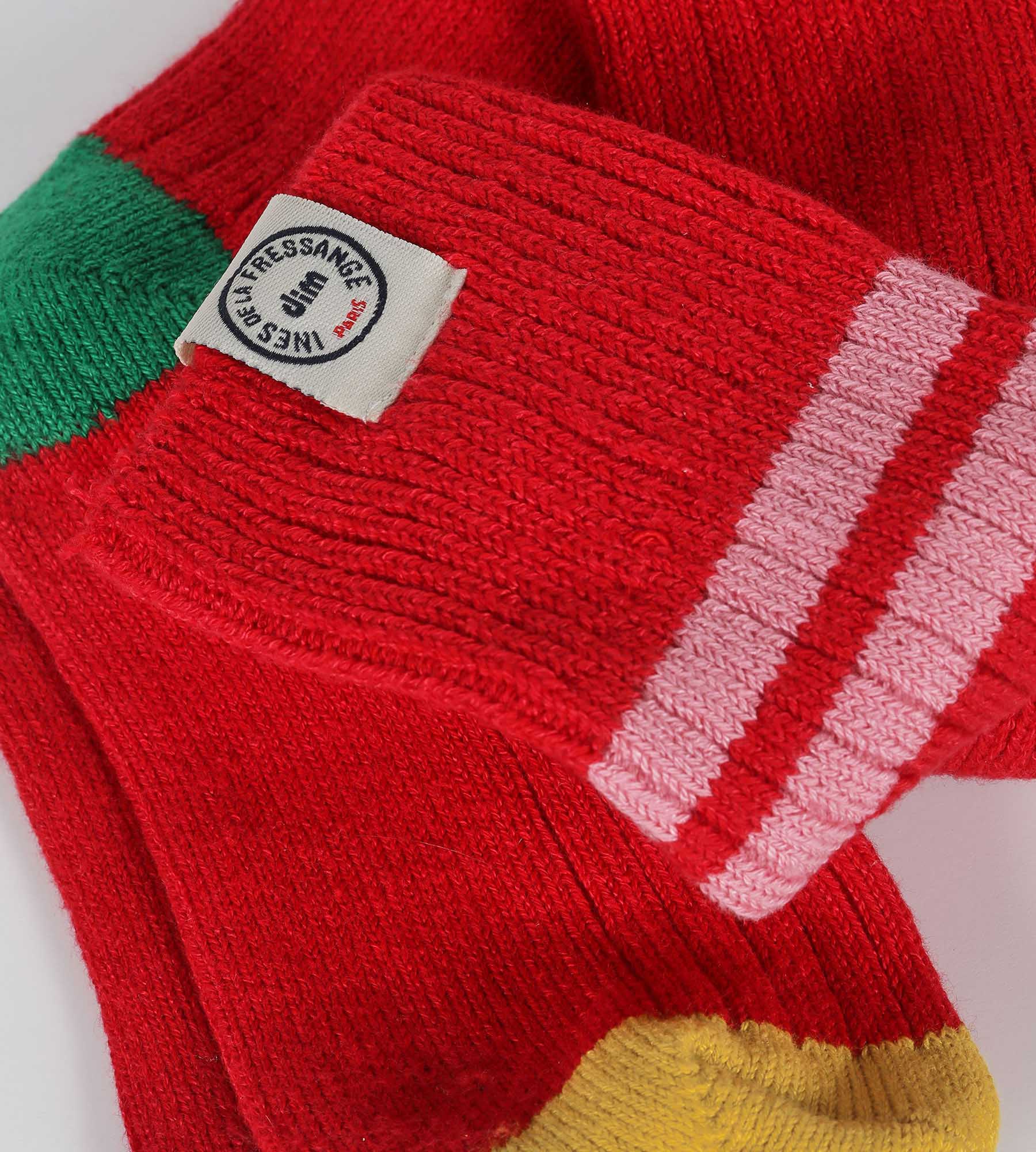 DIM Women's colorblock high socks Red Dim x Ines de La Fressange