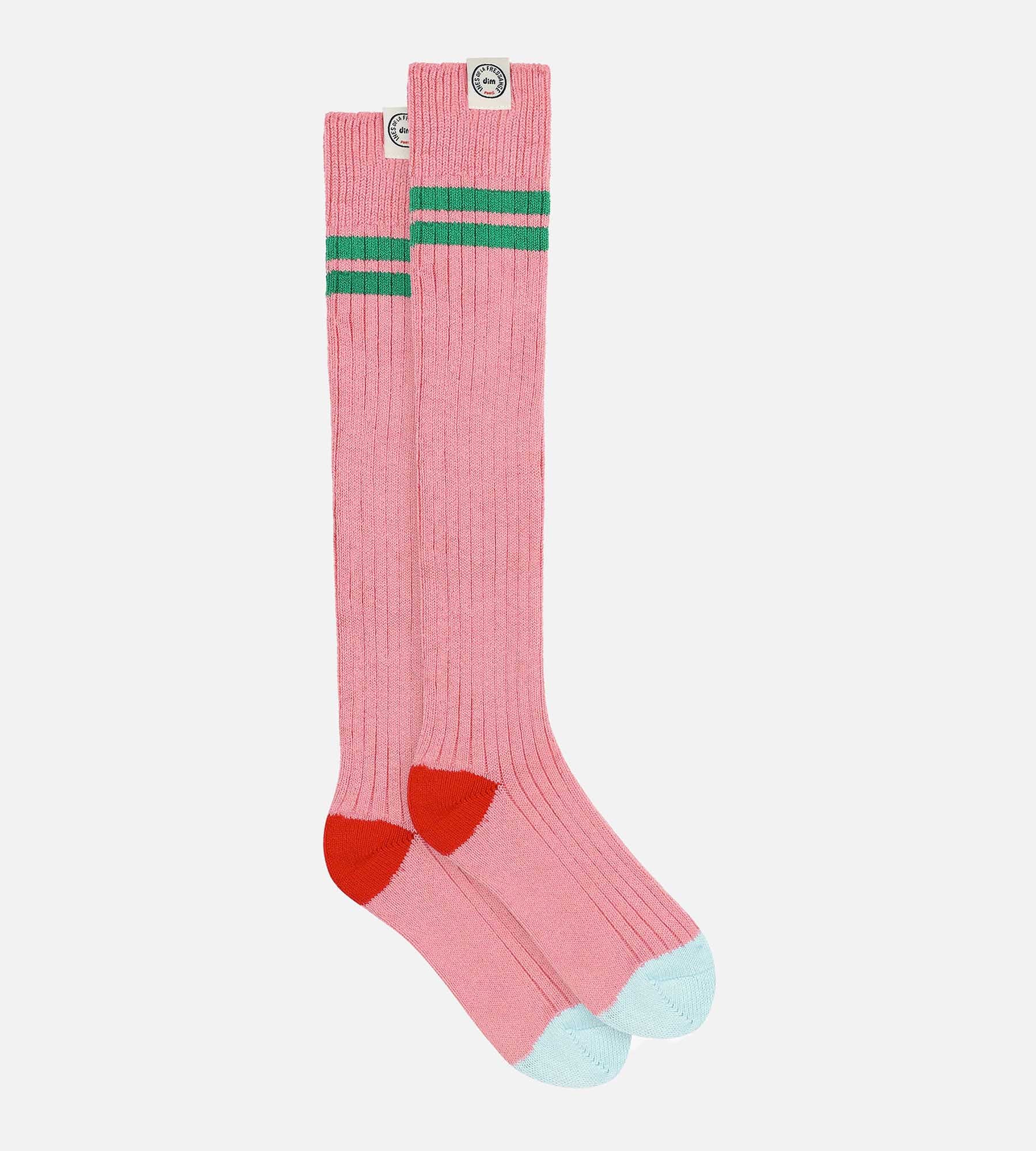 DIM Women's colorblock high socks Pink Dim x Ines de La Fressange