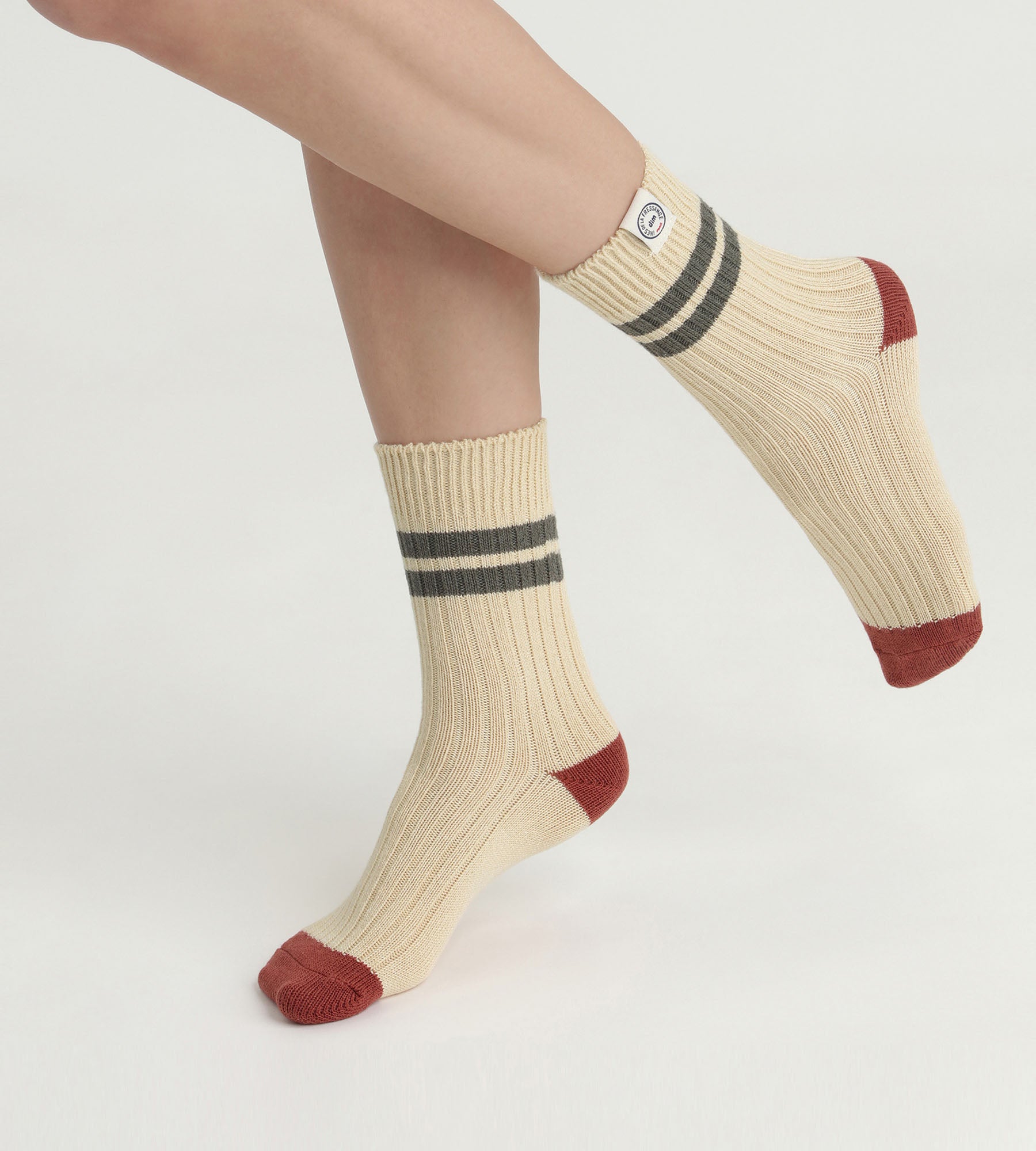 DIM Women's colorblock socks Beige Dim x Inès de La Fressange