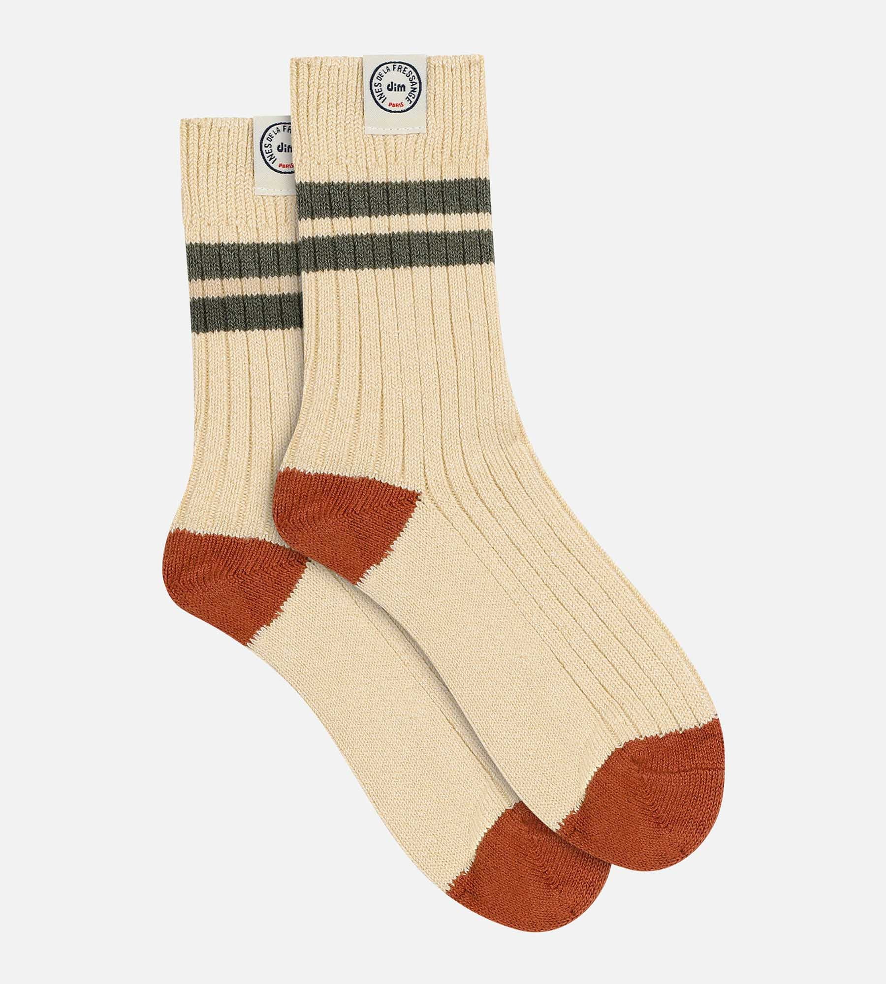 DIM Women's colorblock socks Beige Dim x Inès de La Fressange