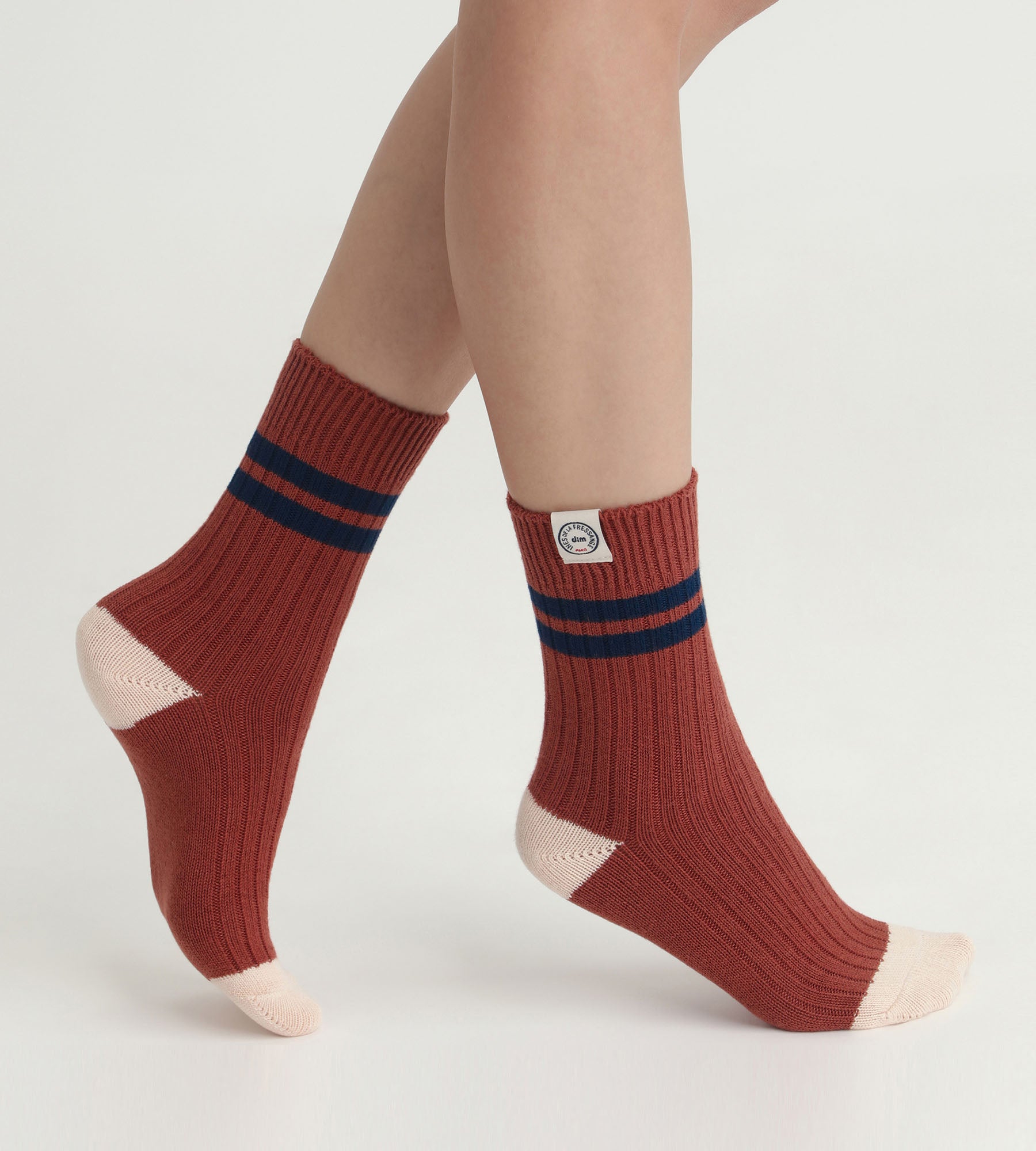 DIM Women's colorblock socks Brown Dim x Inès de La Fressange