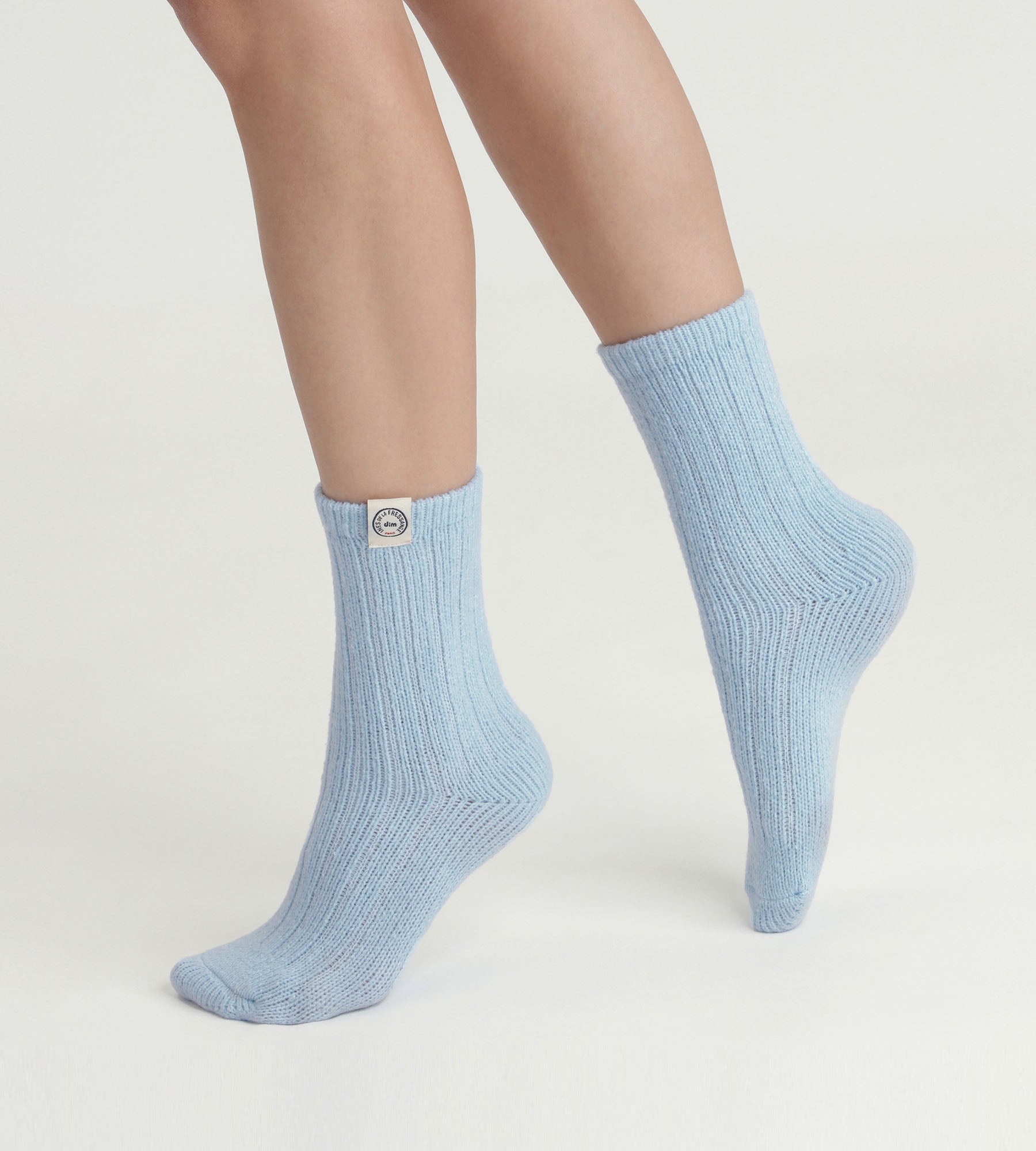DIM Blue ribbed women's sock Dim x Inès de La Fressange