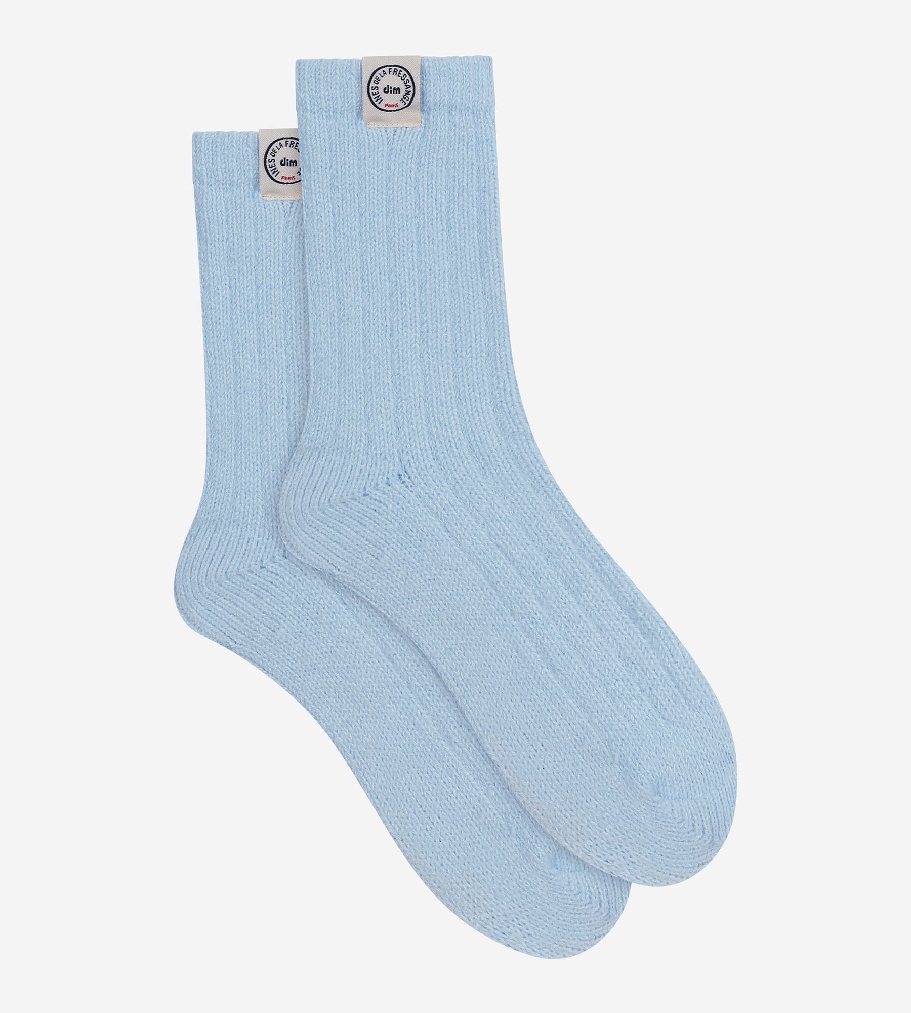 DIM Blue ribbed women's sock Dim x Inès de La Fressange