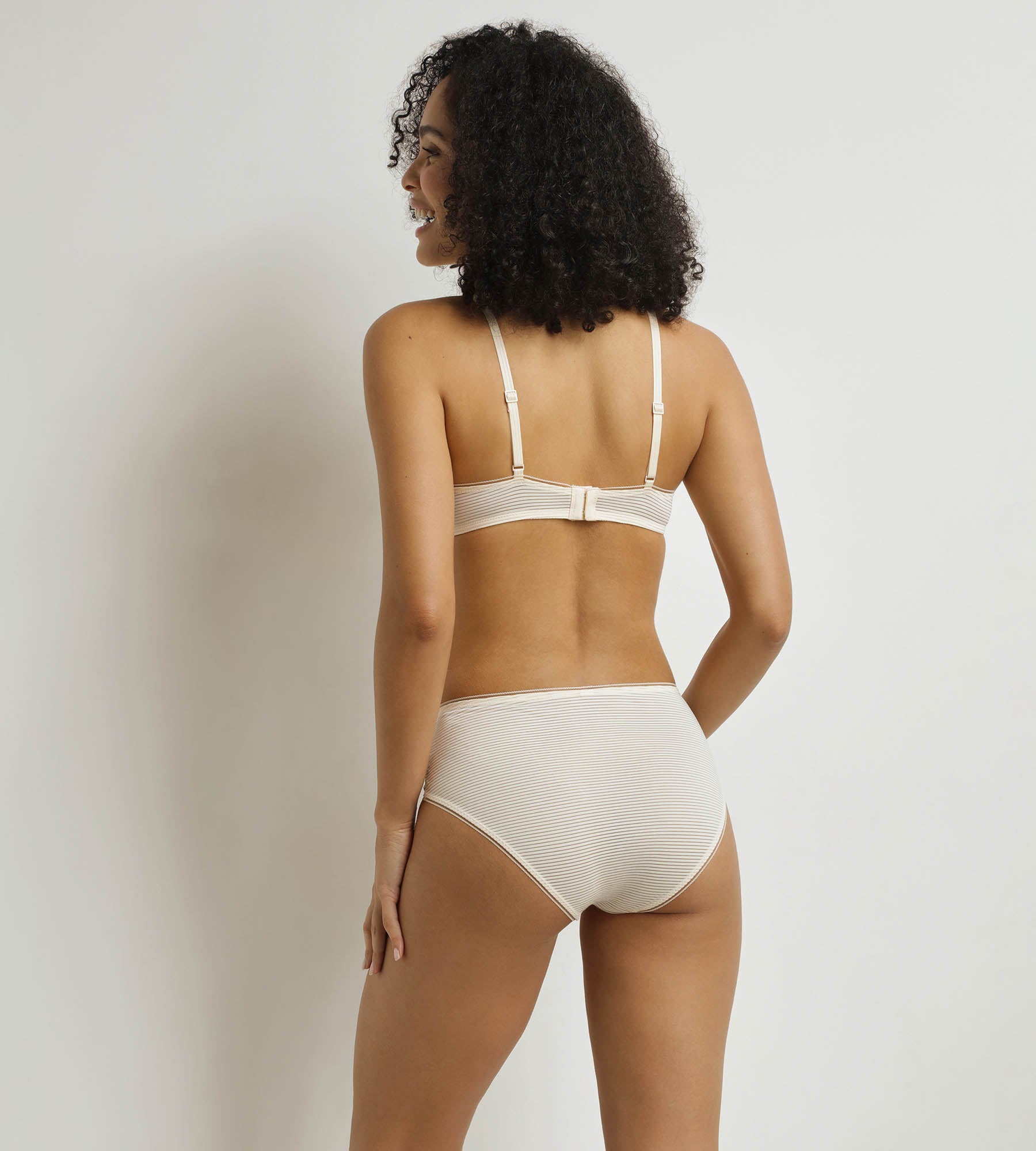 DIM Women's high waist brief with beige stripes Dim x Ines de La Fressange