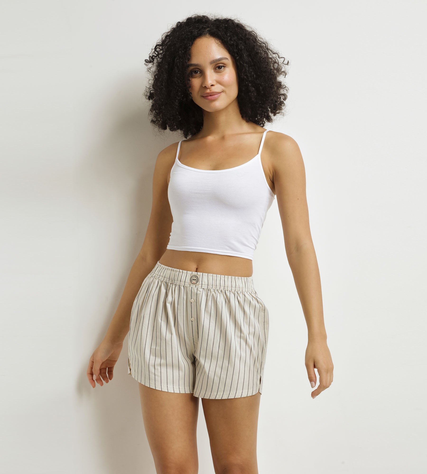 DIM Women's grey striped boxer shorts Dim x Ines de La Fressange