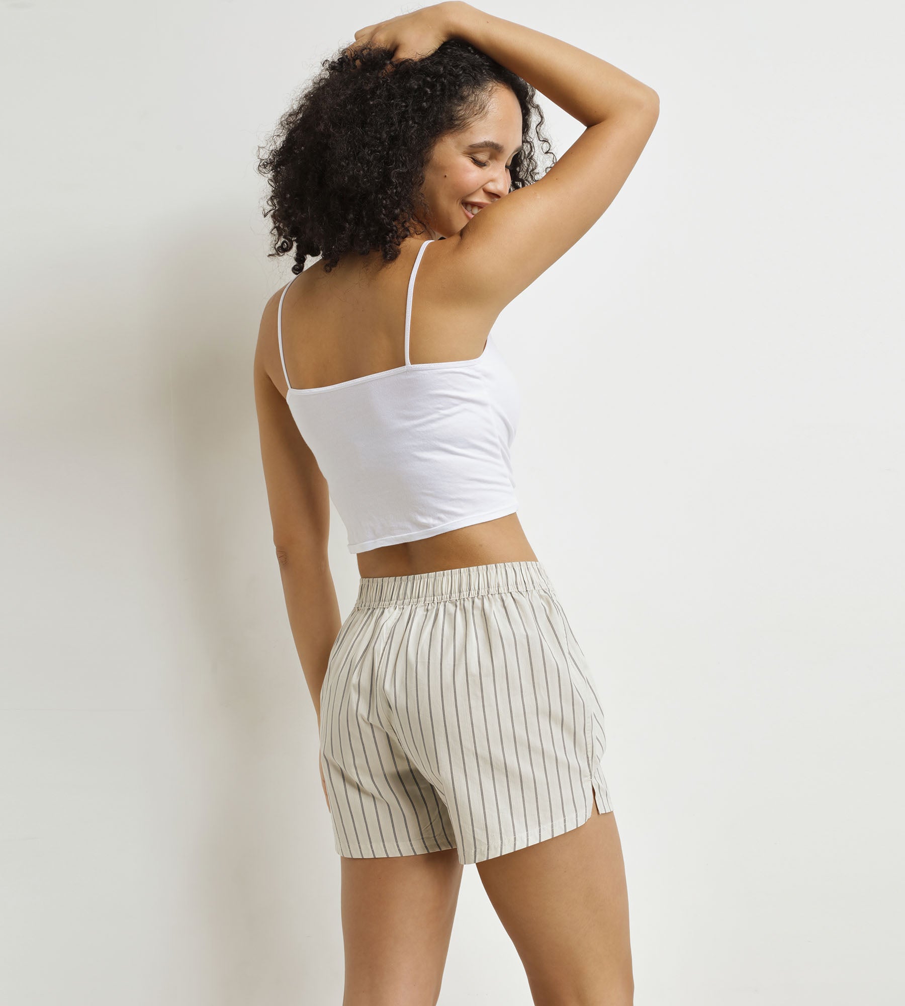 DIM Women's grey striped boxer shorts Dim x Ines de La Fressange