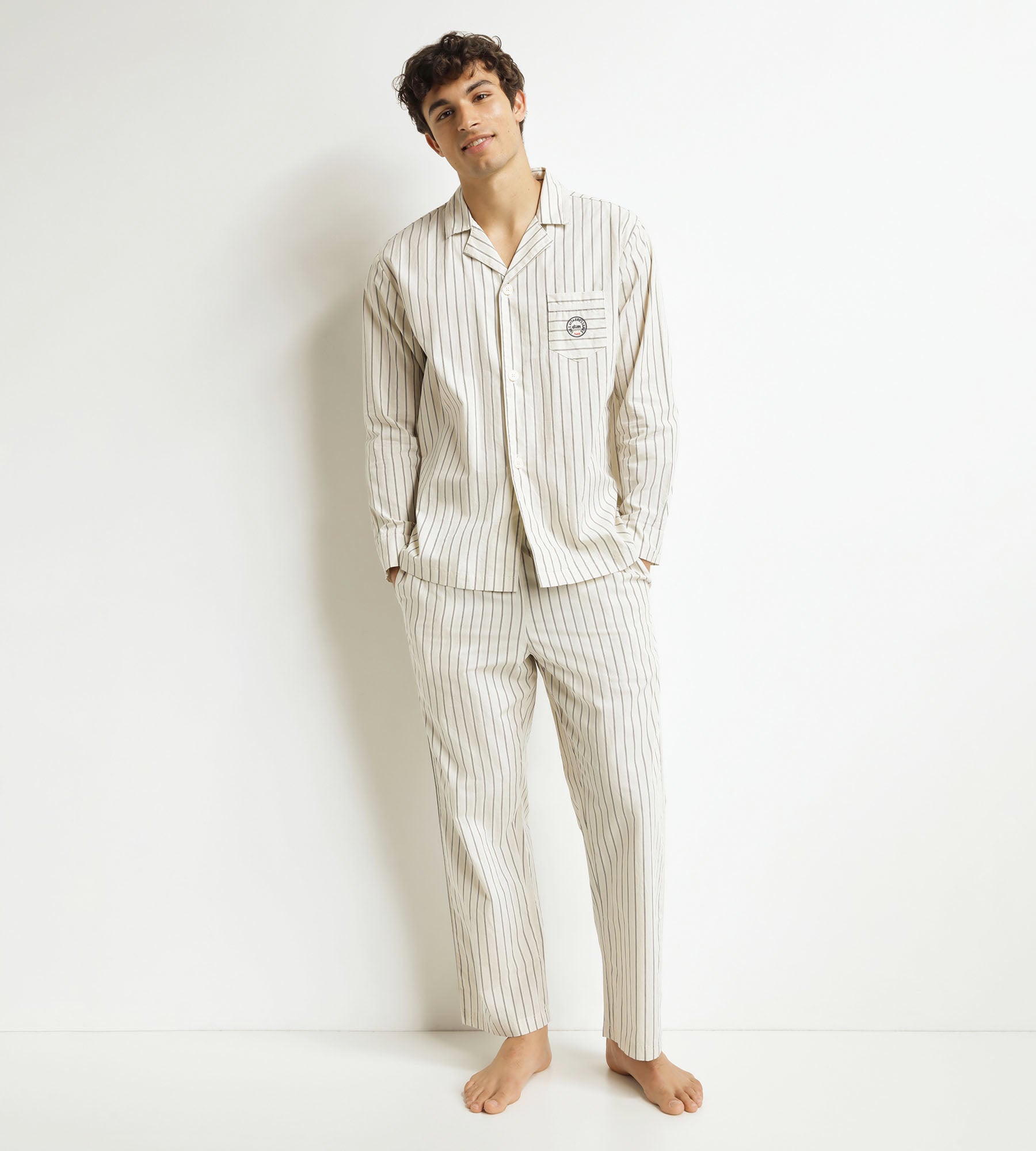 DIM Women's grey striped pyjama trousers Dim x Inès de La Fressange