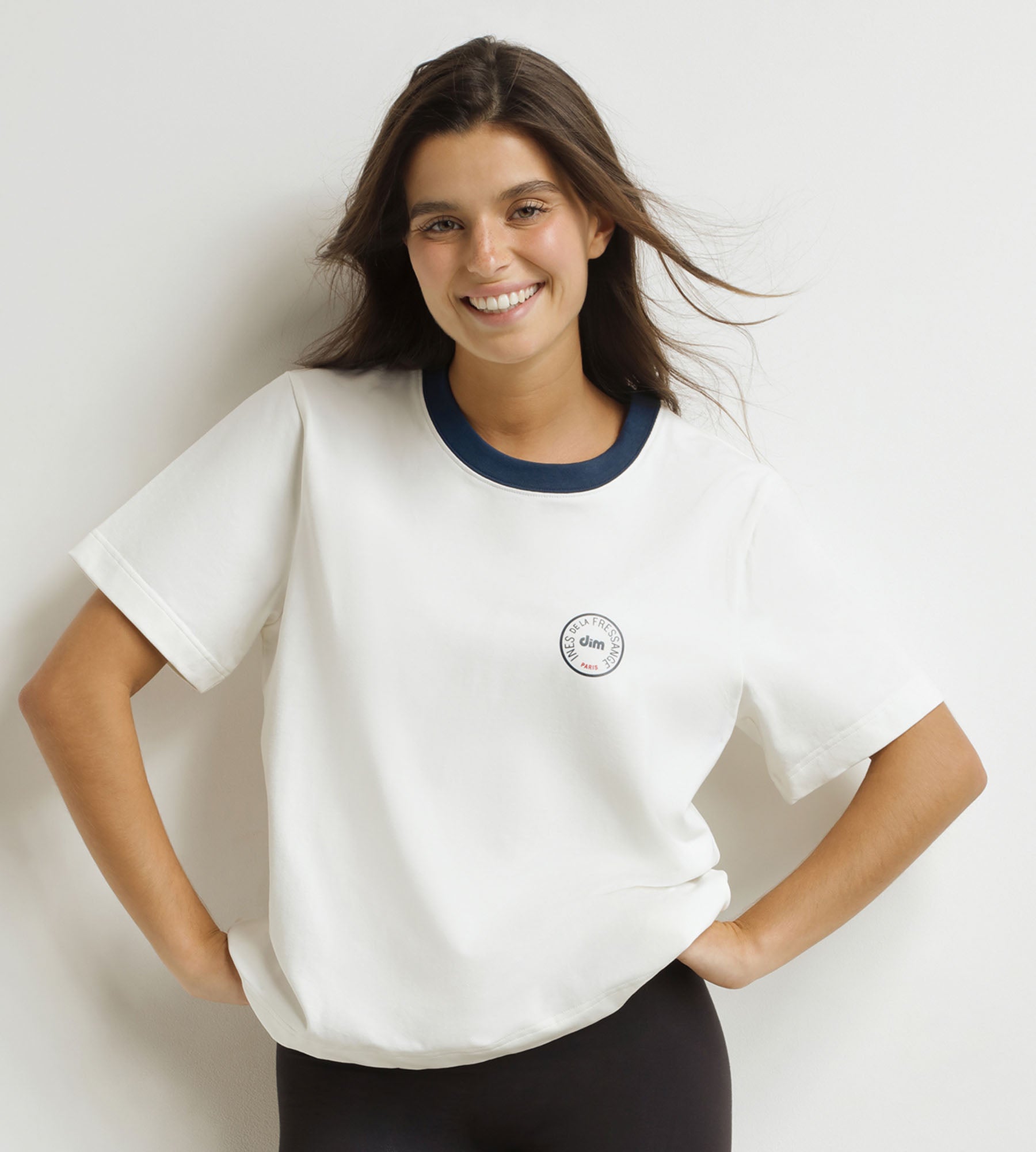 DIM Women's mother-of-pearl blue T-shirt Dim x Ines de La Fressange