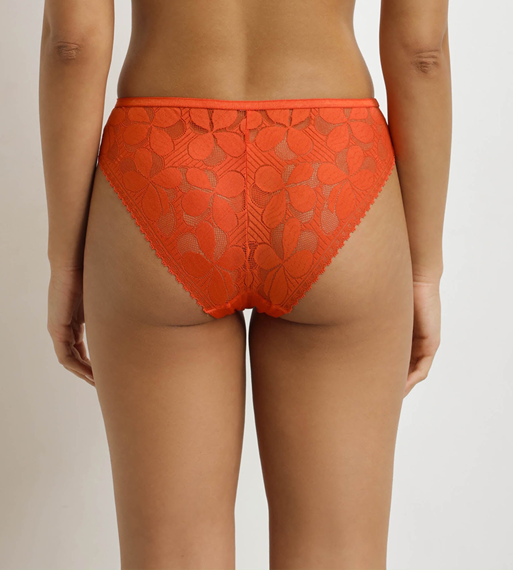 DIM Women's semi-transparent panties Orange Art Flowers