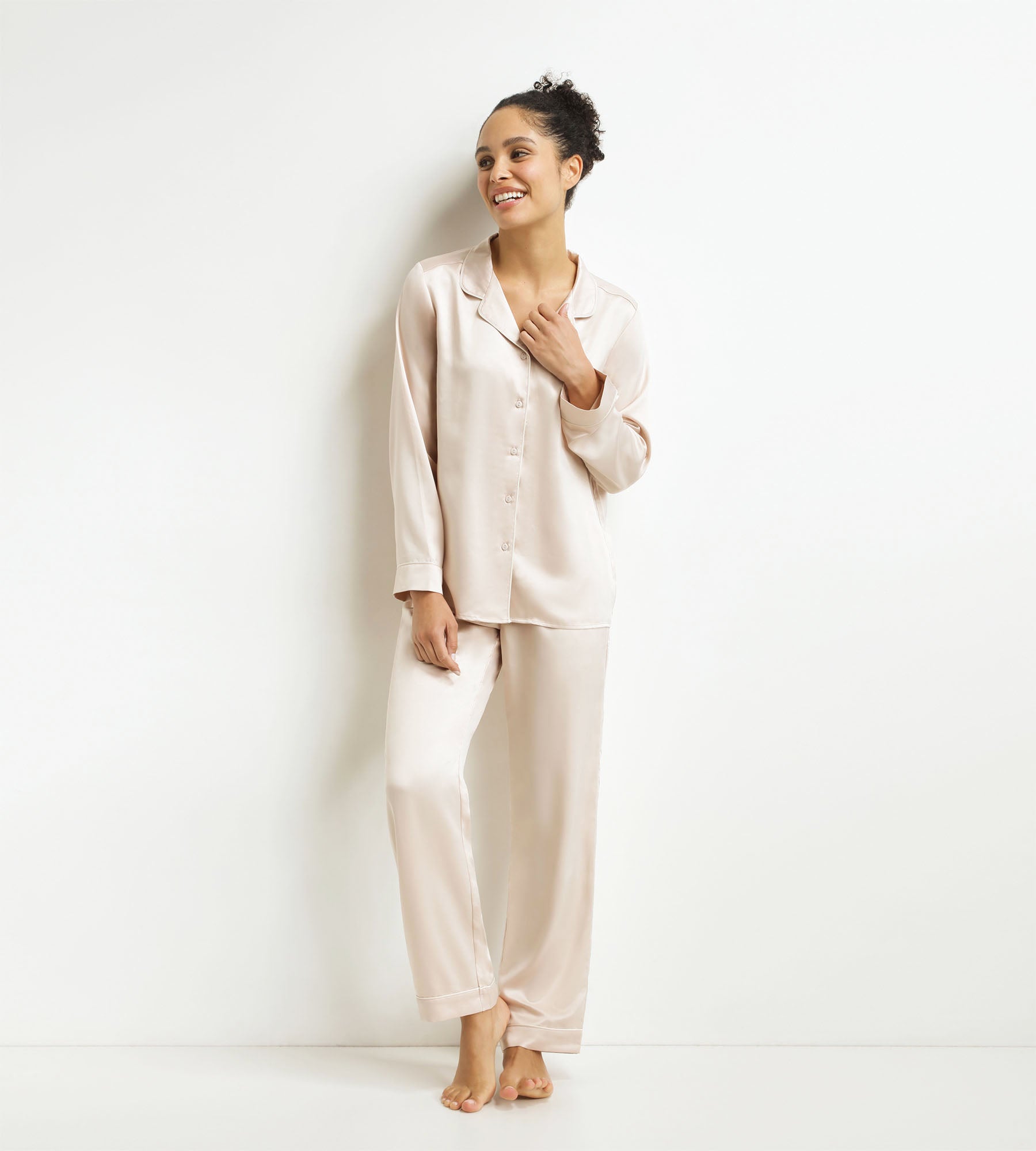 DIM Women's pyjama set Ivory grey striped trousers Don't Disturb