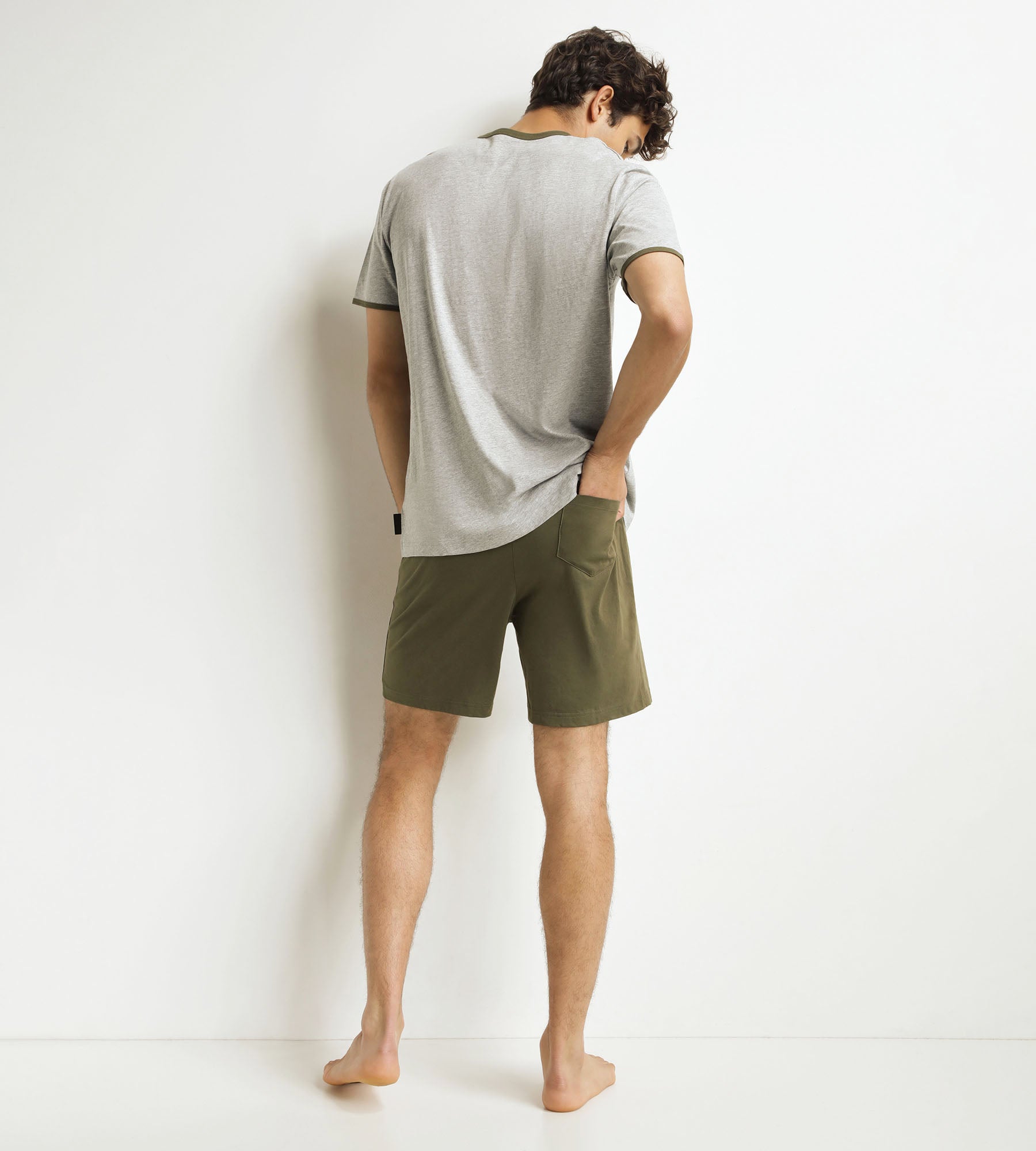 DIM Men's short pyjama set Khaki Grey Dim Jersey