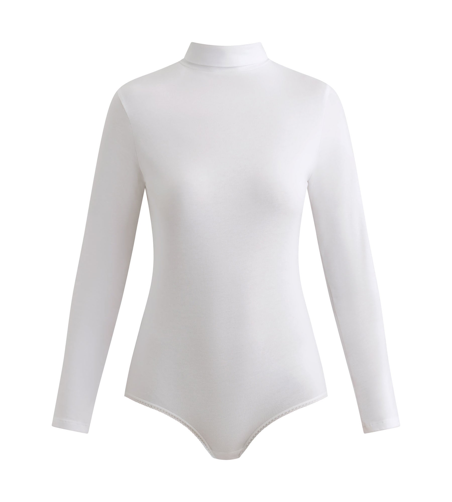 DIM Women's long-sleeved bodysuit with stand-up collar Dim Thermal White