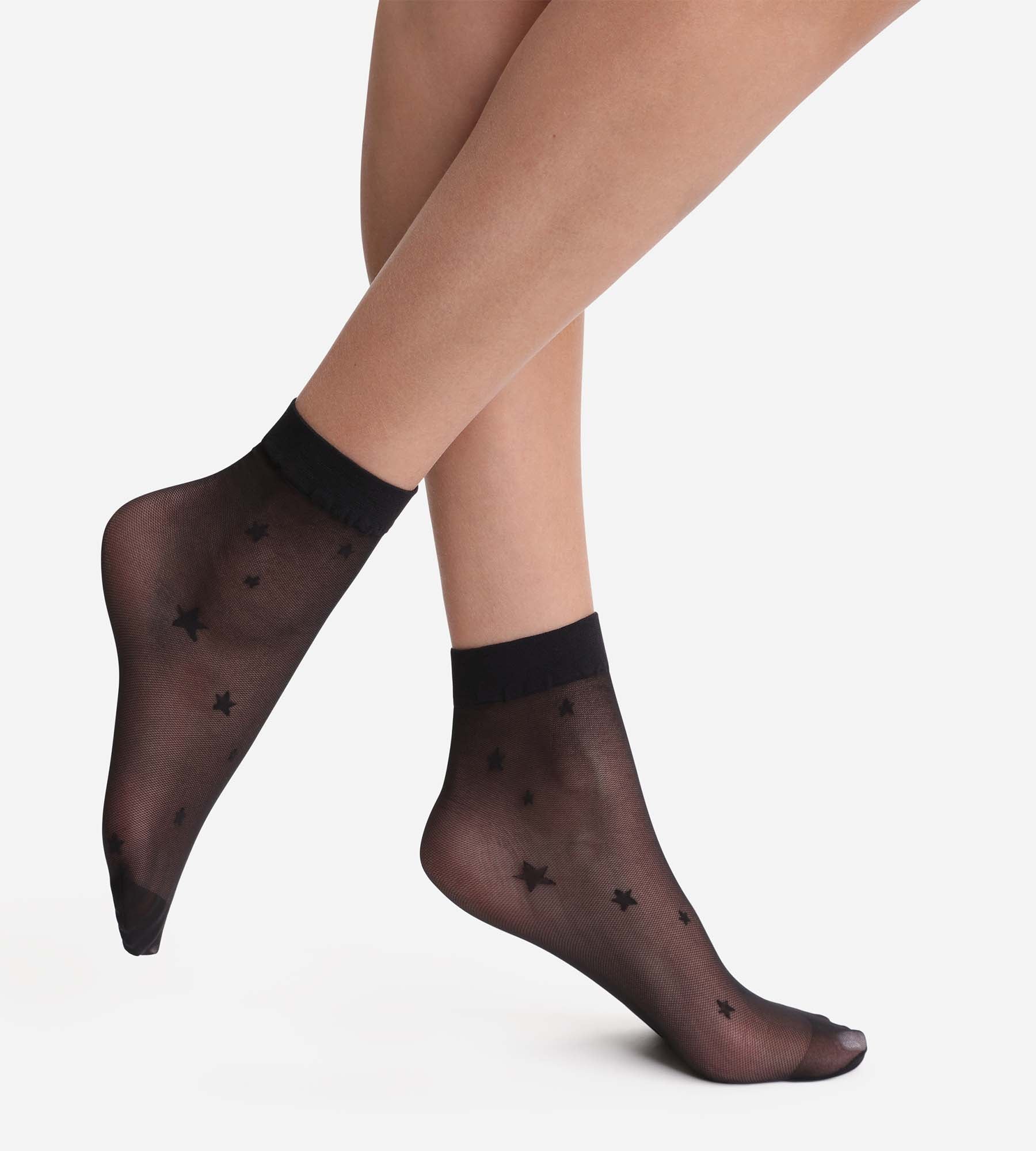 DIM Transparent black ankle socks with stars Dim Style