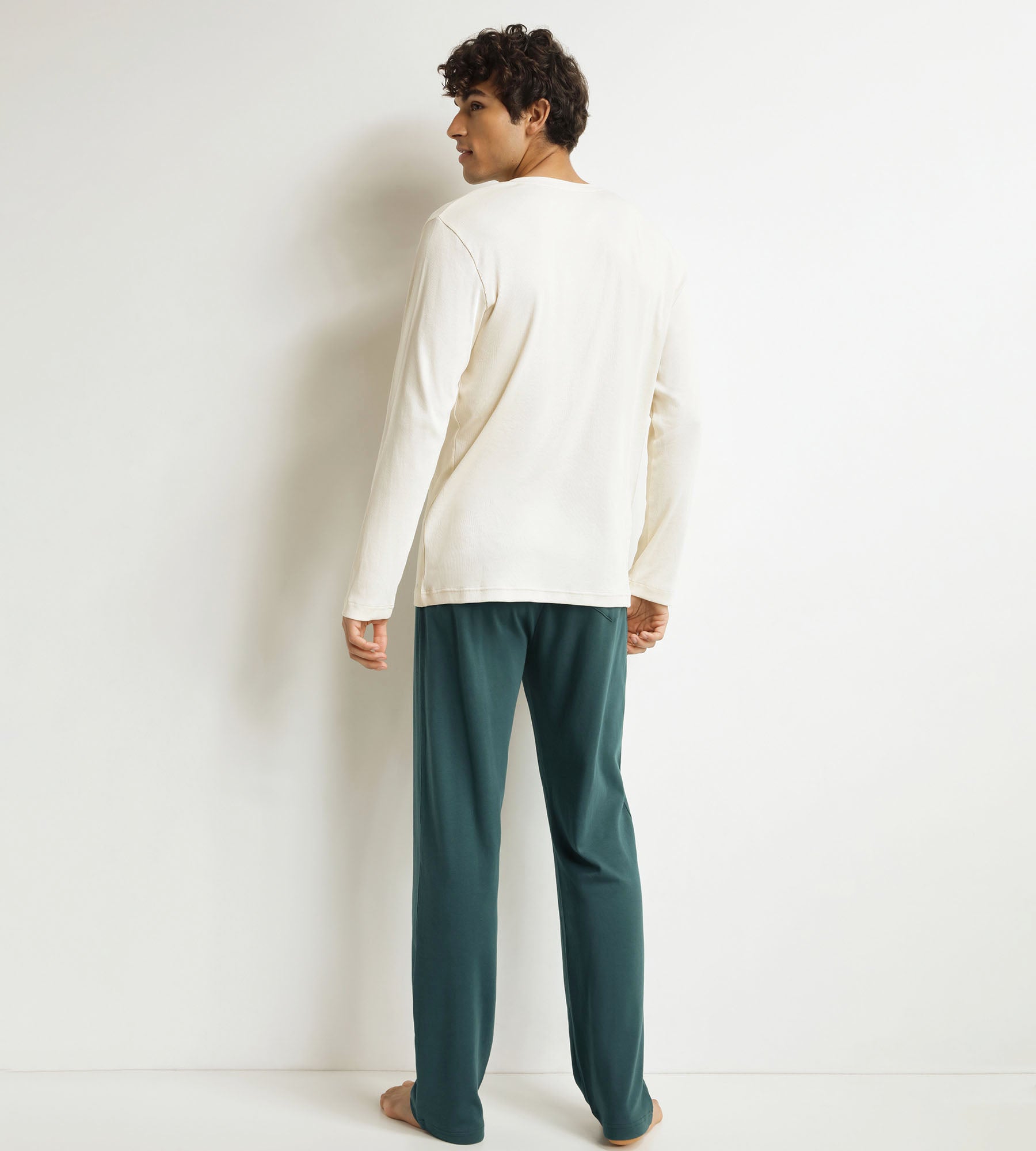 DIM Men's Ivory Green Pajama Trouser Set Dim