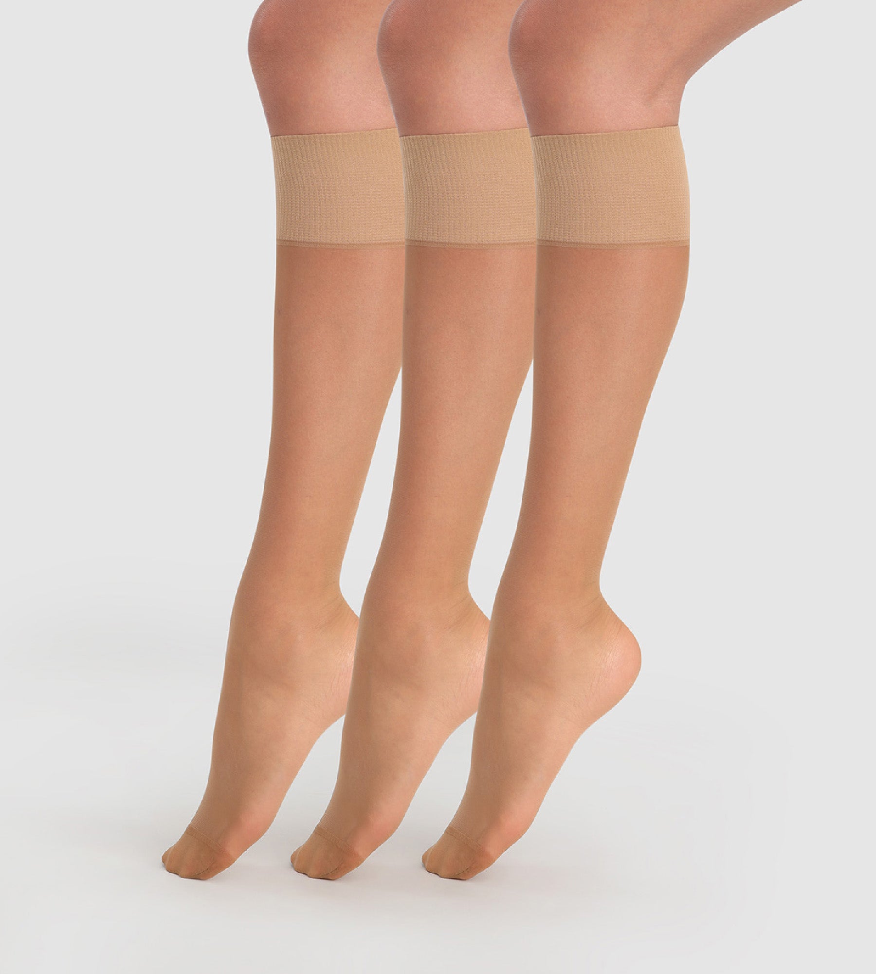 DIM Pack of 3 Transparent Beauty Resist 20D Cinnamon Knee-Highs