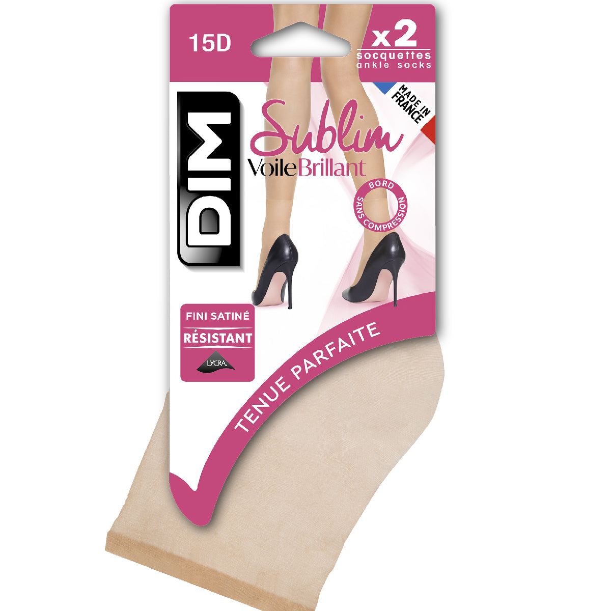DIM Pack of 2 Sublim 14 shimmer ankle highs in capri