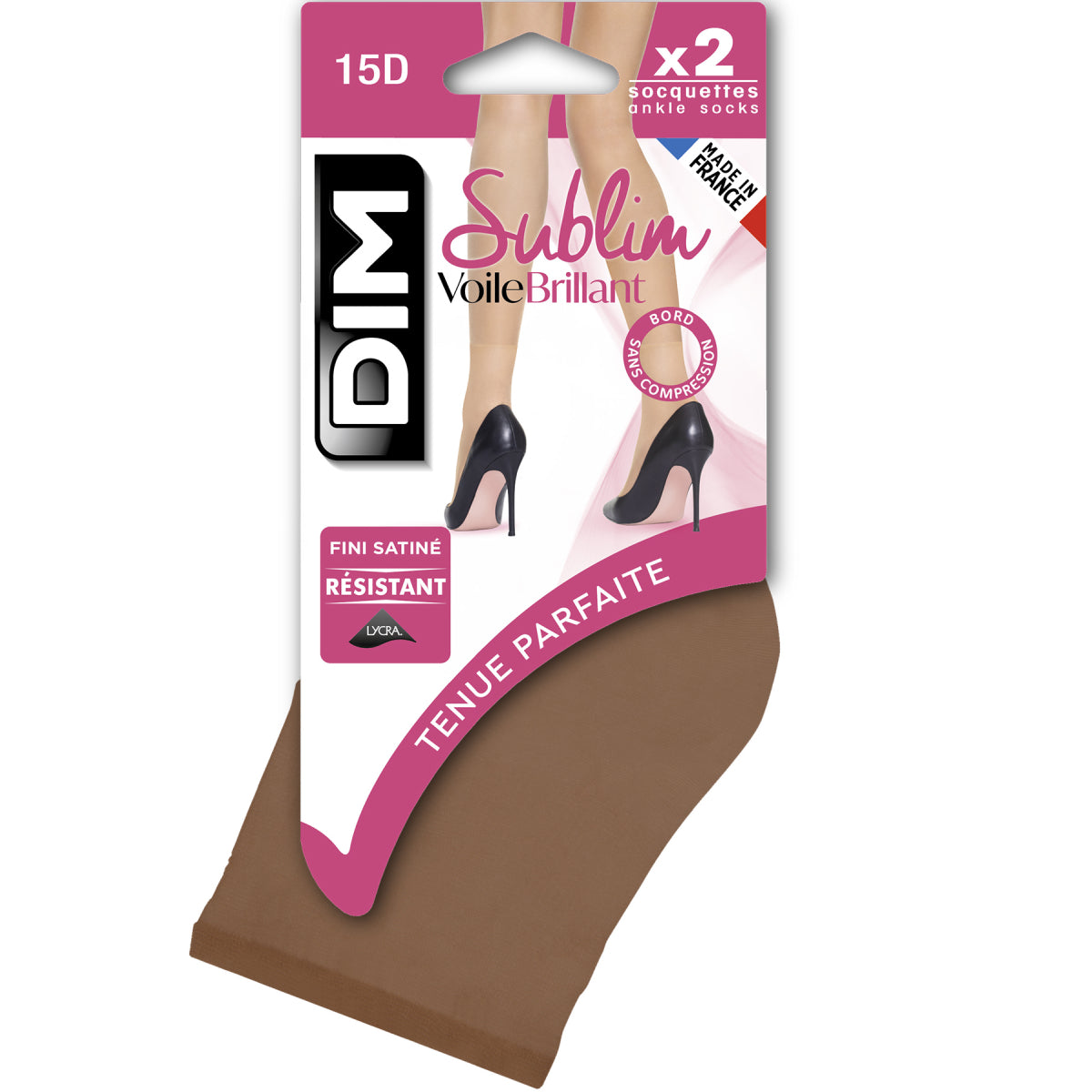 DIM Pack of 2 Sublim 14 shimmer ankle highs in gazelle