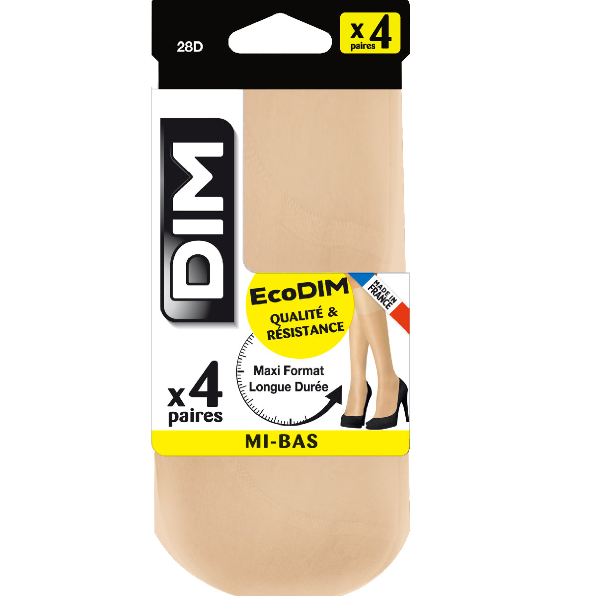 DIM Pack of 4 semi-opaque 28D EcoDIM suede knee-highs