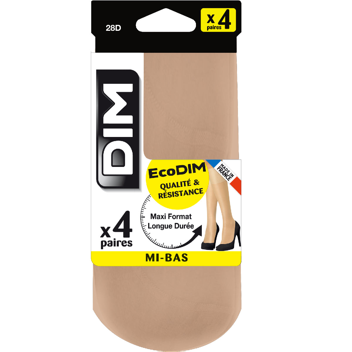 DIM Pack of 4 EcoDIM semi-opaque 28D capri knee-highs