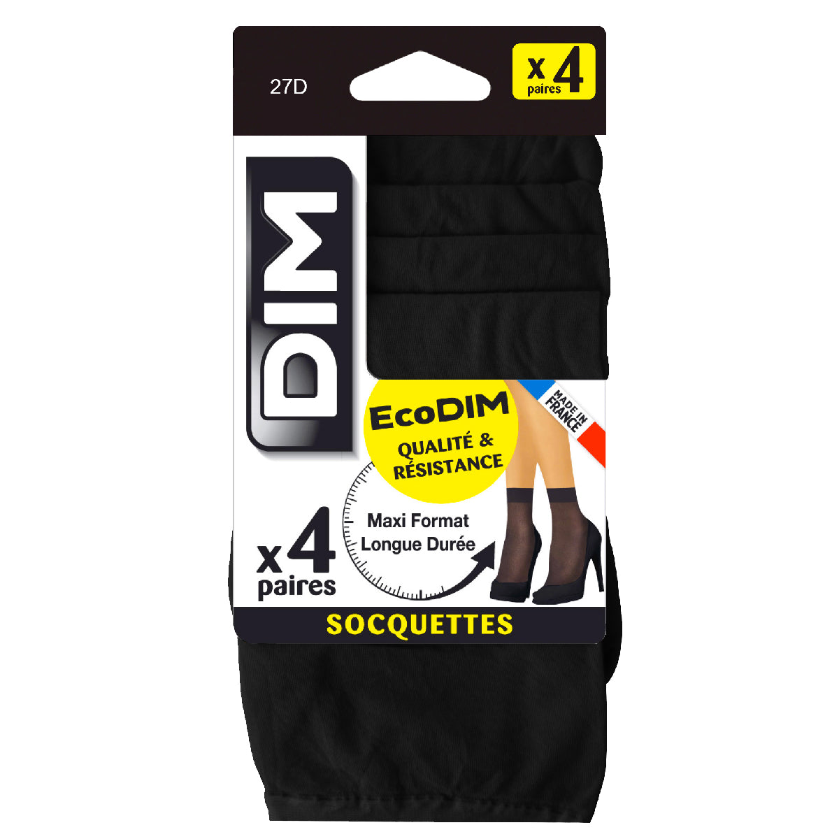 DIM Pack of 4 EcoDIM semi-opaque black socks 30D