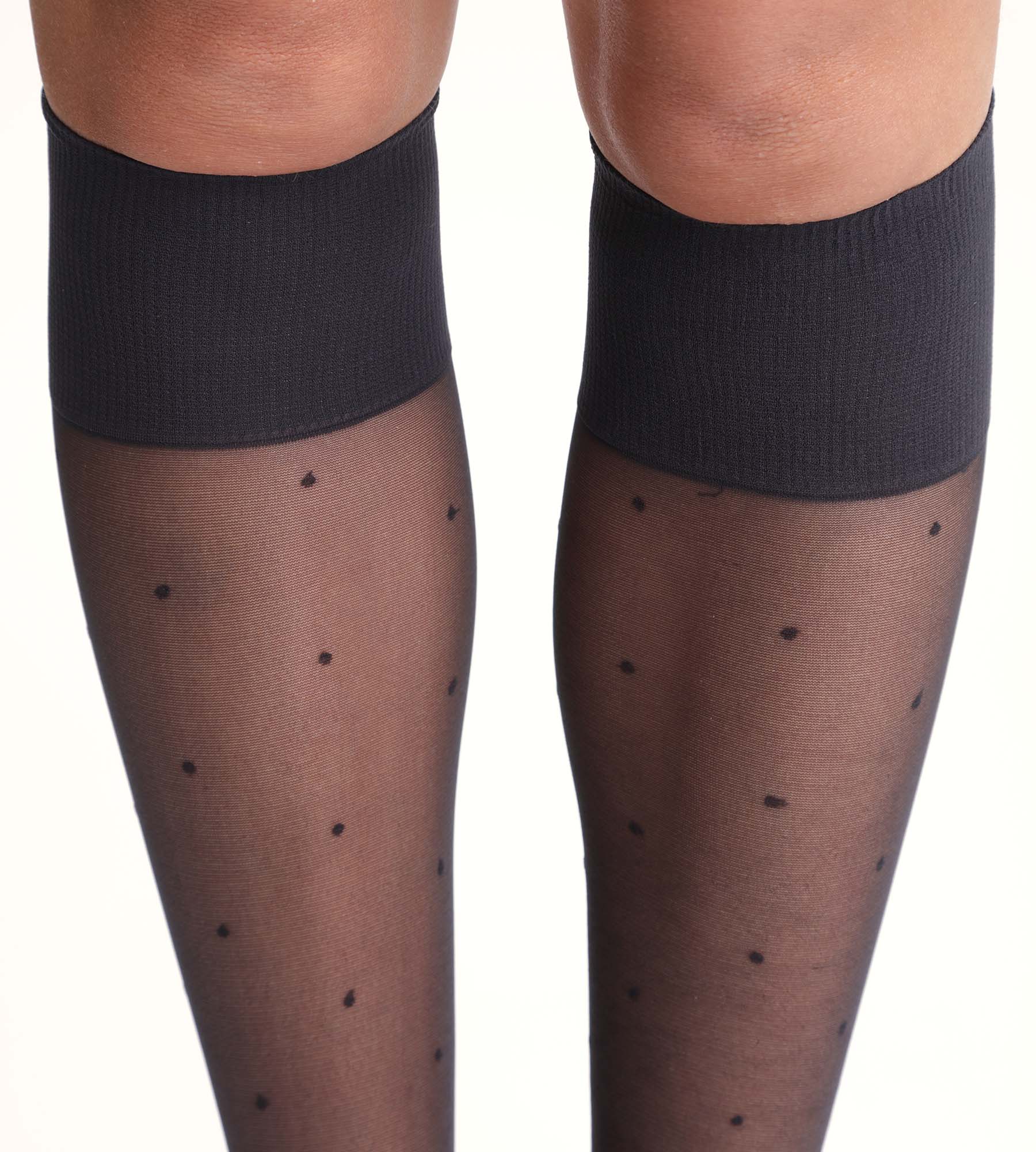 DIM Madame So DIM 15 dotted swiss patterned knee highs in black