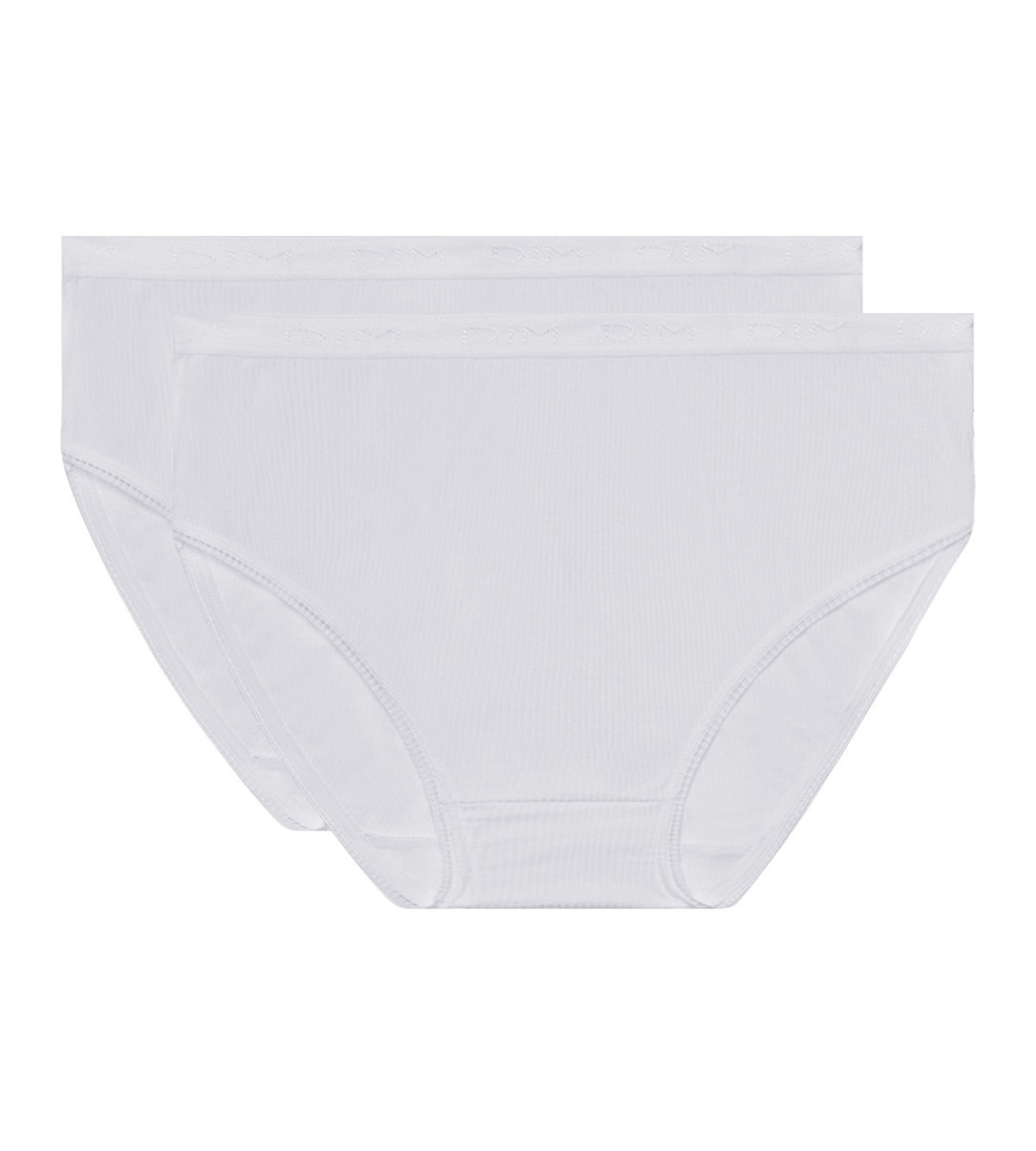 DIM Pack of 2 pairs of Pur Coton high rise bikini knickers in white