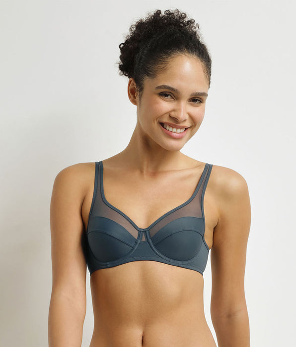 DIM Generous Fir Green underwired push-on bra