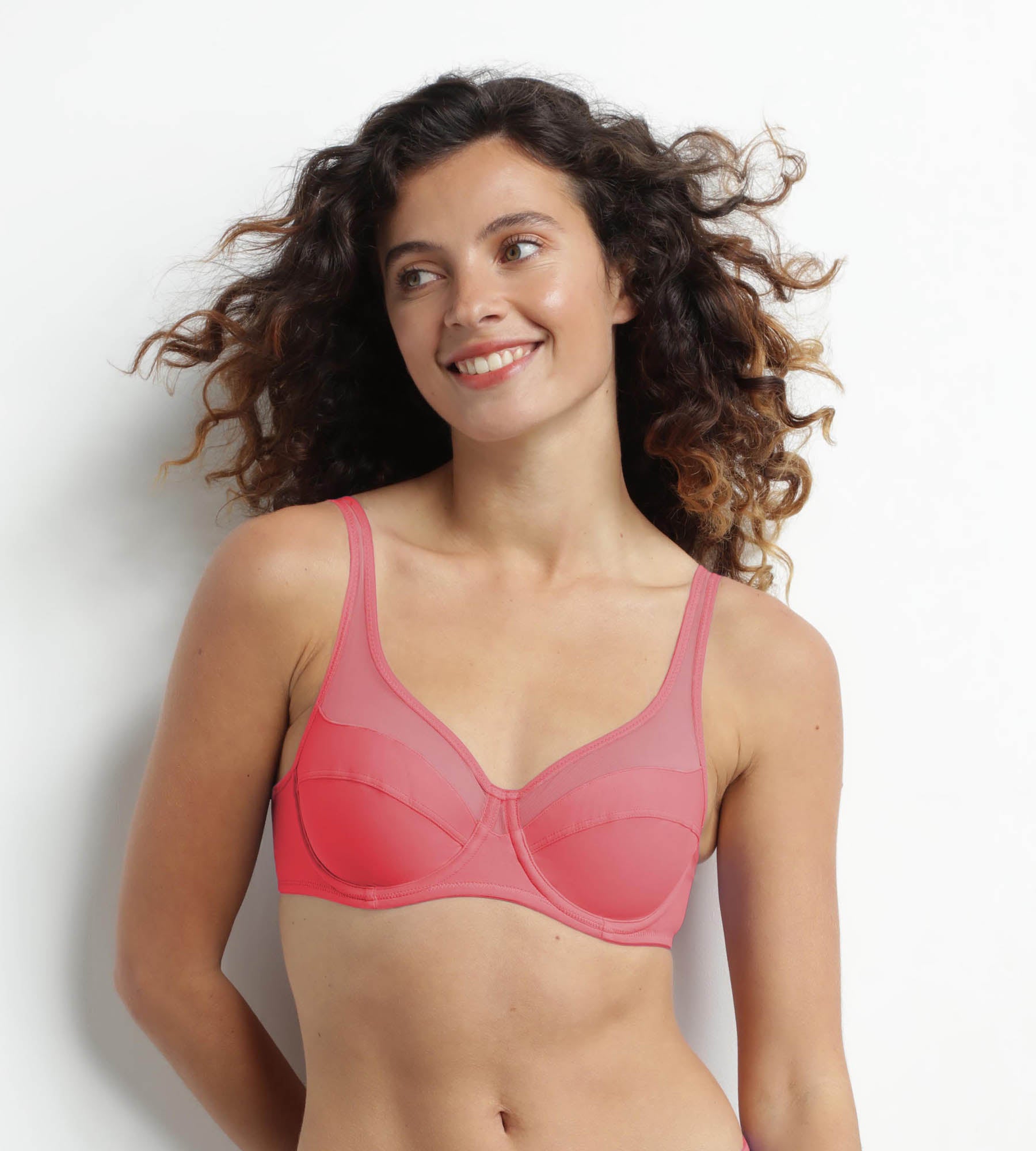 DIM Grenadine microfiber and tulle push-on bra Dim Generous