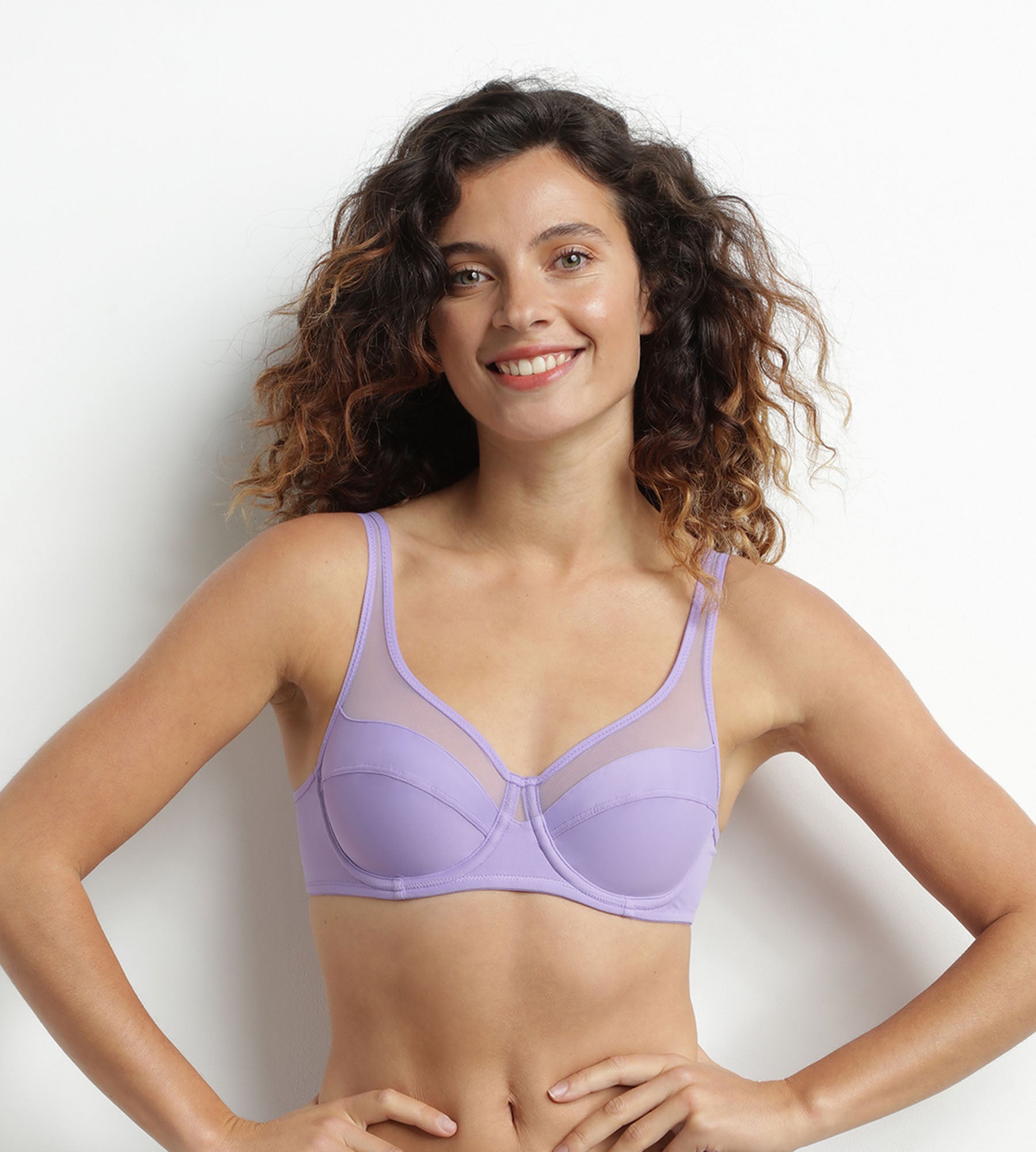 DIM Lila Dim Generous microfiber and tulle push-on bra
