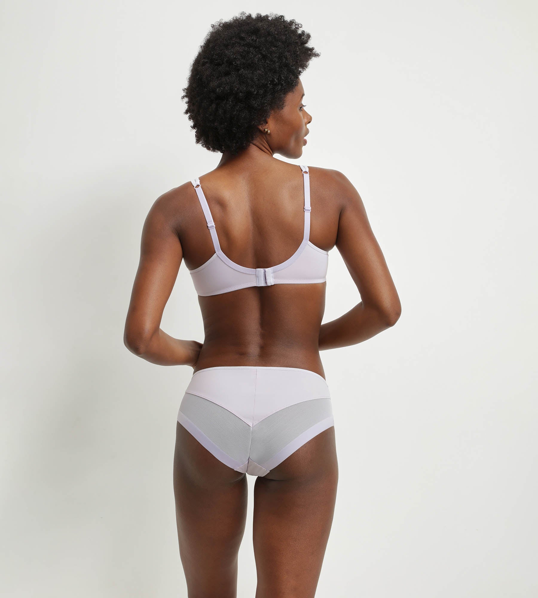 DIM Underwired microfibre and tulle bra Violet Grey Dim Generous