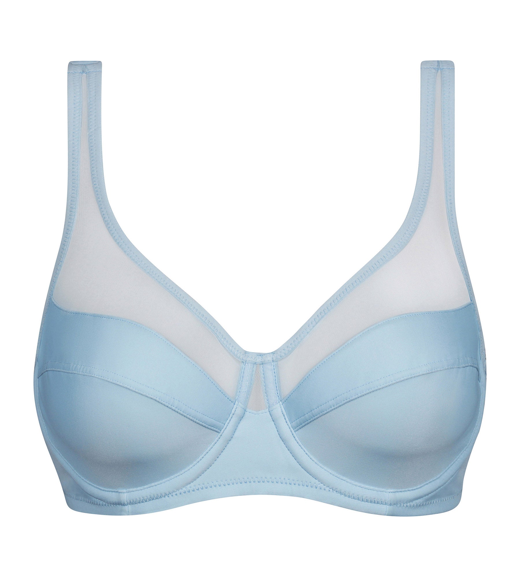 DIM Blue microfiber and tulle push-on bra Dim Generous