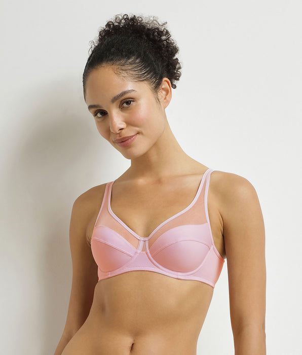 DIM Generous pink floral underwired push-on bra