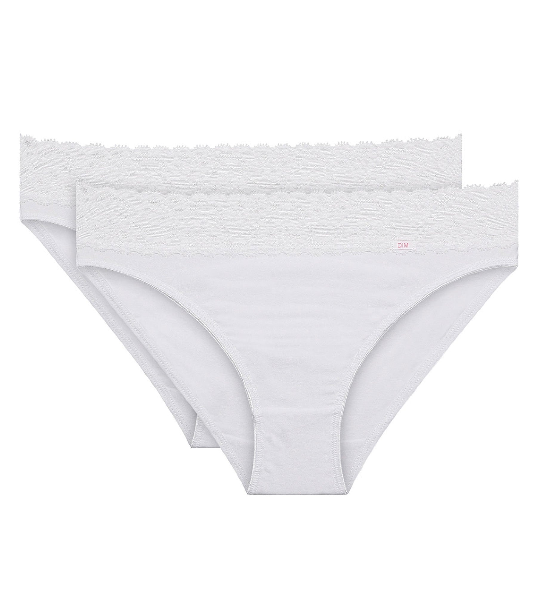 DIM Pack of 2 pairs of Coton Plus Féminine midi knickers in white