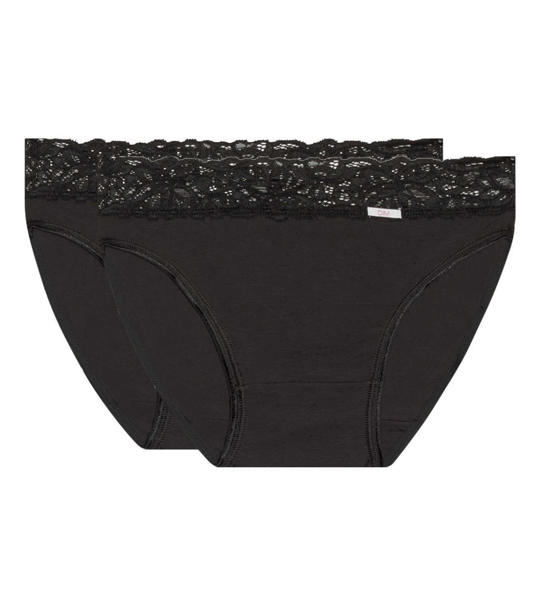 DIM Pack of 2 pairs of Coton Plus Féminine midi knickers in black