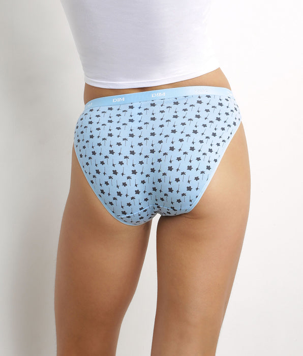 DIM Pack of 5 women's stretch cotton floral briefs Blue Les Pockets