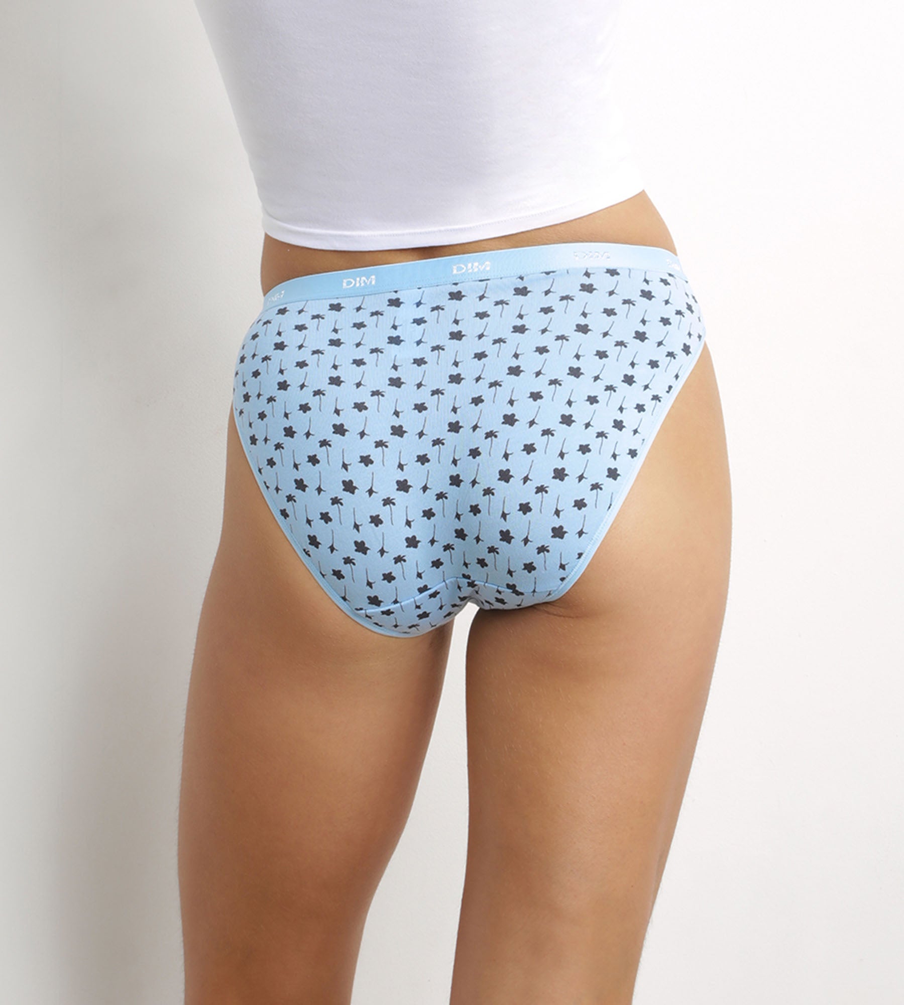 DIM Pack of 5 women's stretch cotton floral briefs Blue Les Pockets