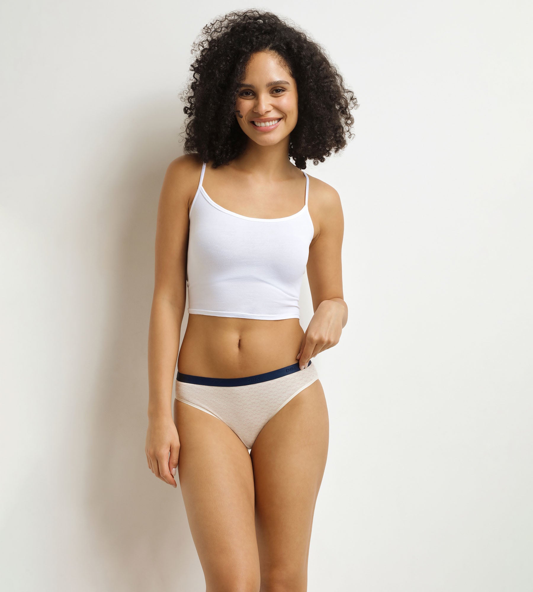 DIM Pack of 5 Women's Ruban Beige Blue Briefs Les Pockets